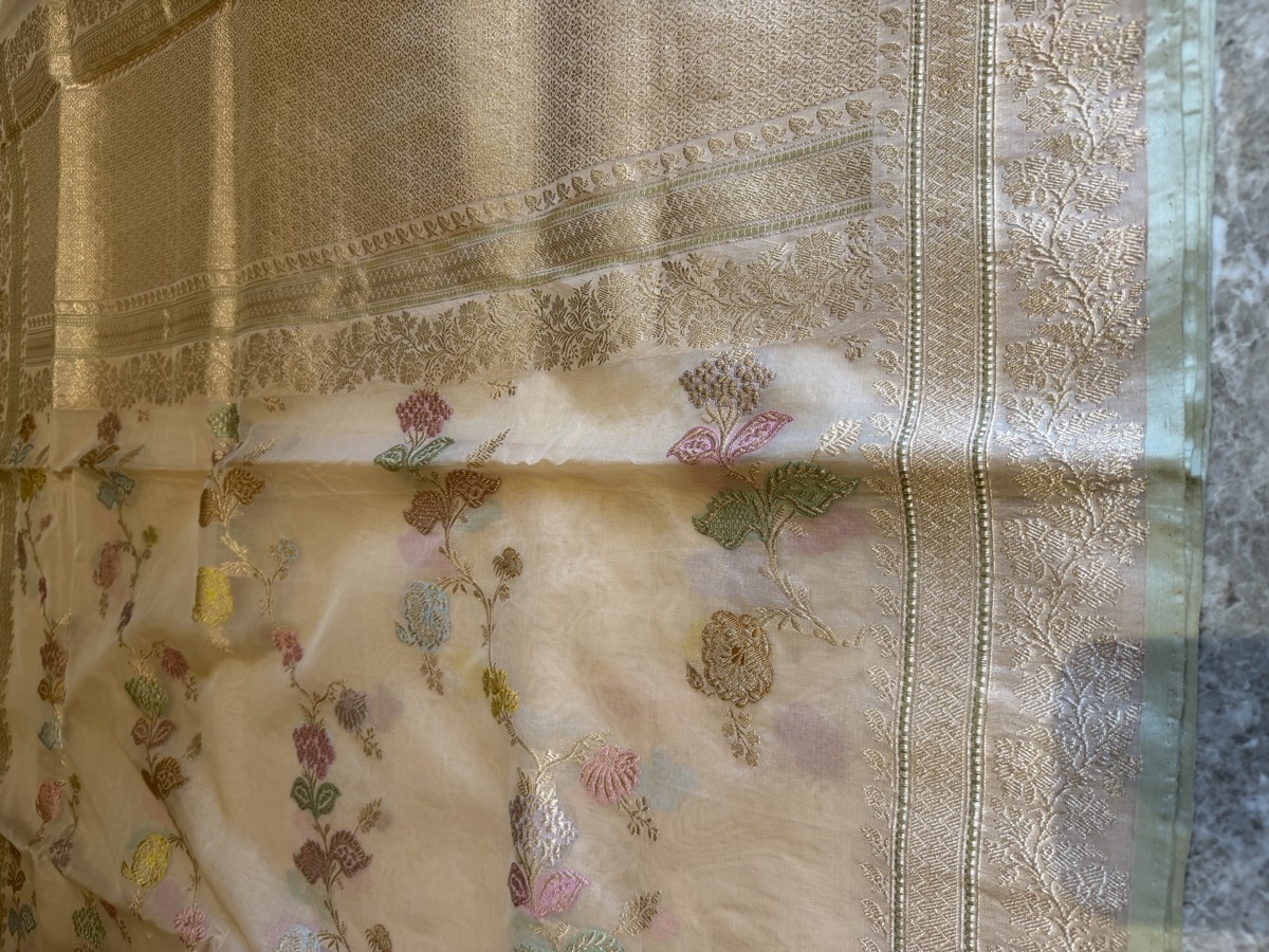 Blush Nude Kora Silk Kaduwa Meenakari Banarasi Saree — Banarasi, Kora Silk, Varanasi, Uttar Pradesh, view 10