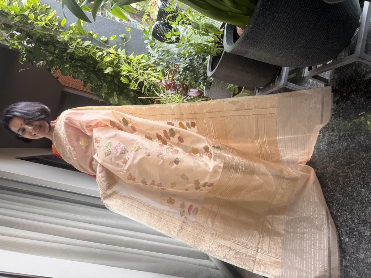 Blush Nude Kora Silk Kaduwa Meenakari Banarasi Saree — Banarasi, Kora Silk, Varanasi, Uttar Pradesh, view 7