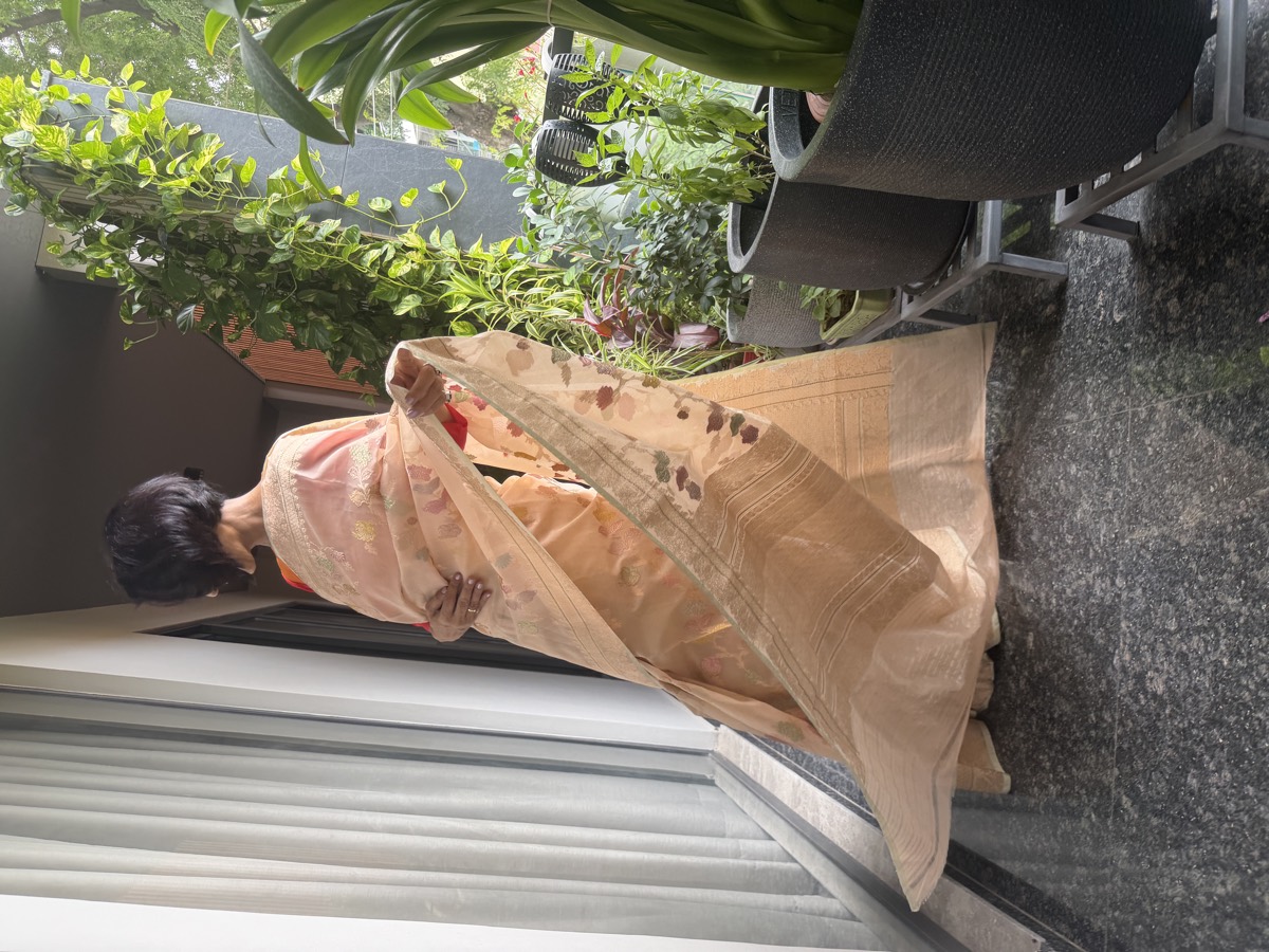 Blush Nude Kora Silk Kaduwa Meenakari Banarasi Saree — Banarasi, Kora Silk, Varanasi, Uttar Pradesh, view 8
