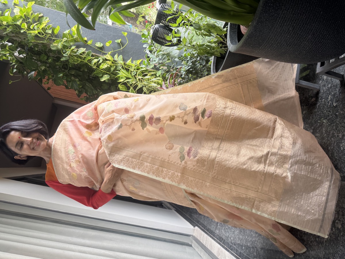 Blush Nude Kora Silk Kaduwa Meenakari Banarasi Saree — Banarasi, Kora Silk, Varanasi, Uttar Pradesh, view 6