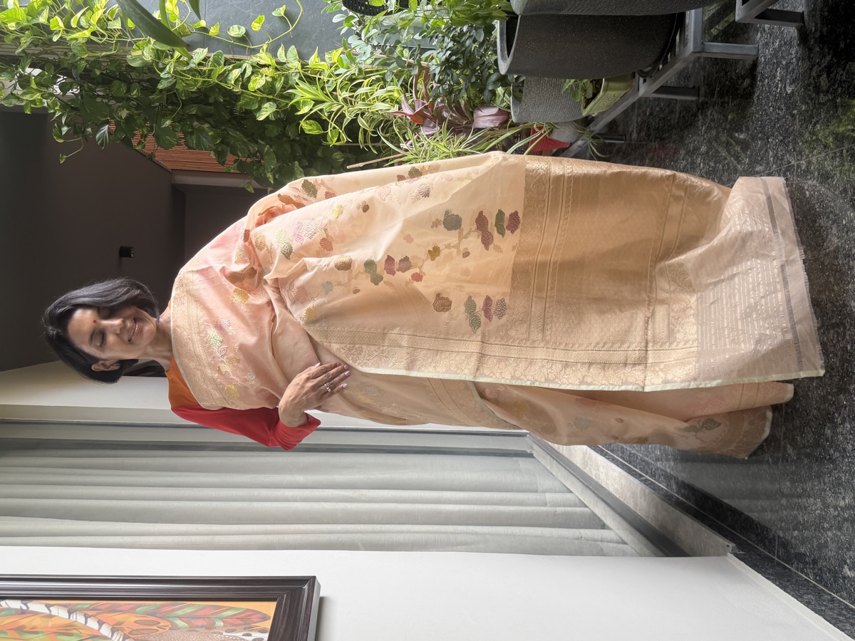 Blush Nude Kora Silk Kaduwa Meenakari Banarasi Saree — Banarasi, Kora Silk, Varanasi, Uttar Pradesh, view 5