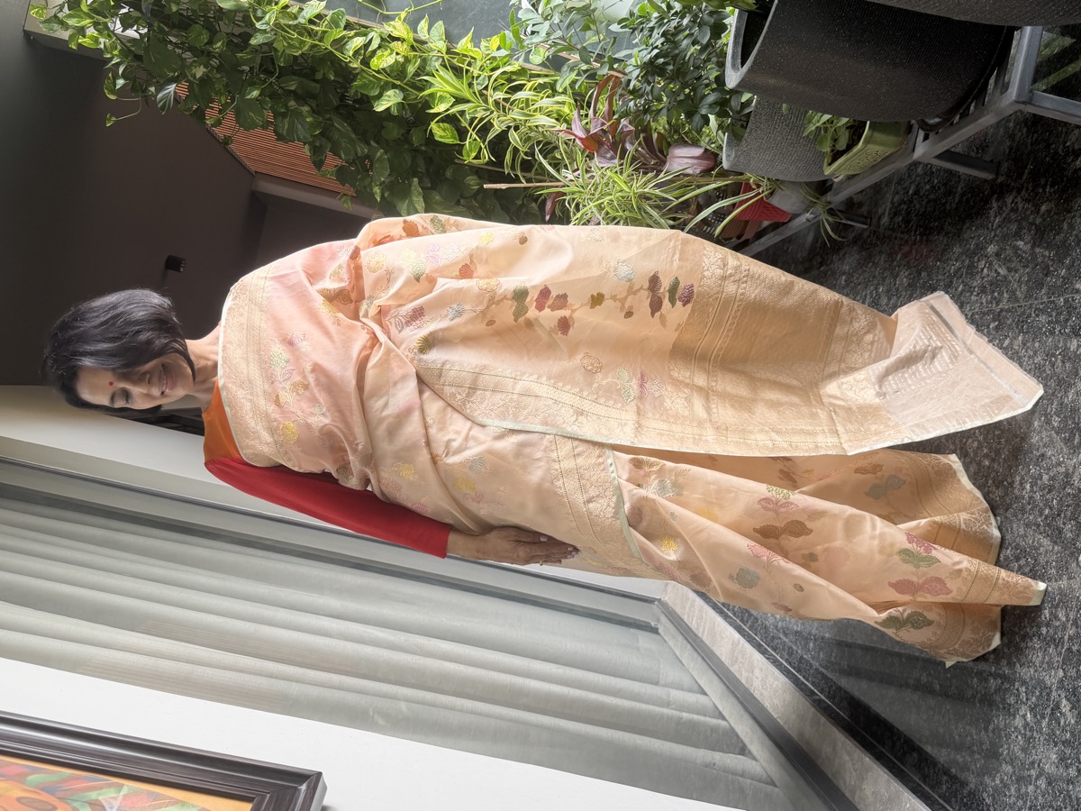 Blush Nude Kora Silk Kaduwa Meenakari Banarasi Saree — Banarasi, Kora Silk, Varanasi, Uttar Pradesh, view 4