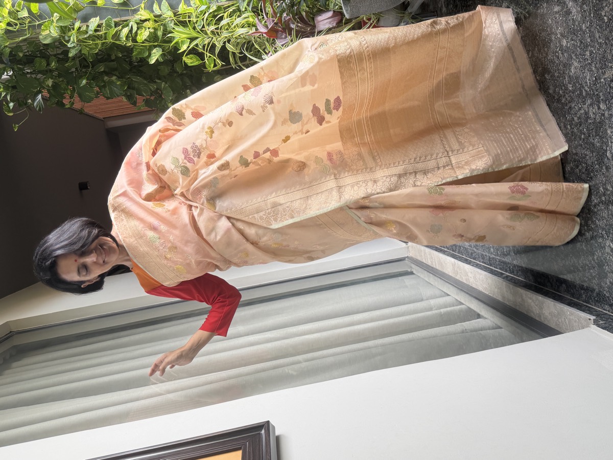 Blush Nude Kora Silk Kaduwa Meenakari Banarasi Saree — Banarasi, Kora Silk, Varanasi, Uttar Pradesh, view 2