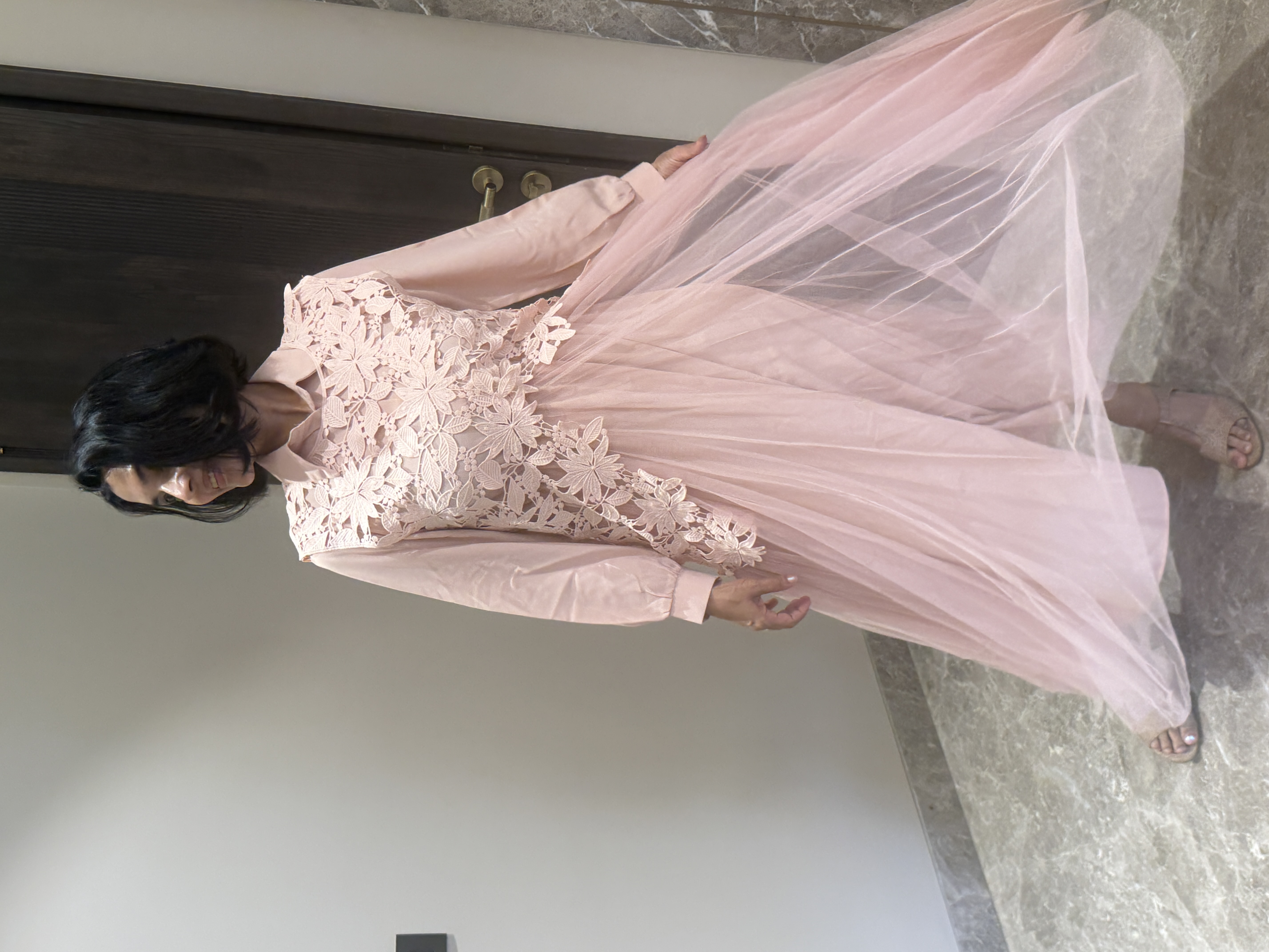 Dusty Pink Lace & Net Two-Piece Dress — Lace & Net, Hand finished in-house
