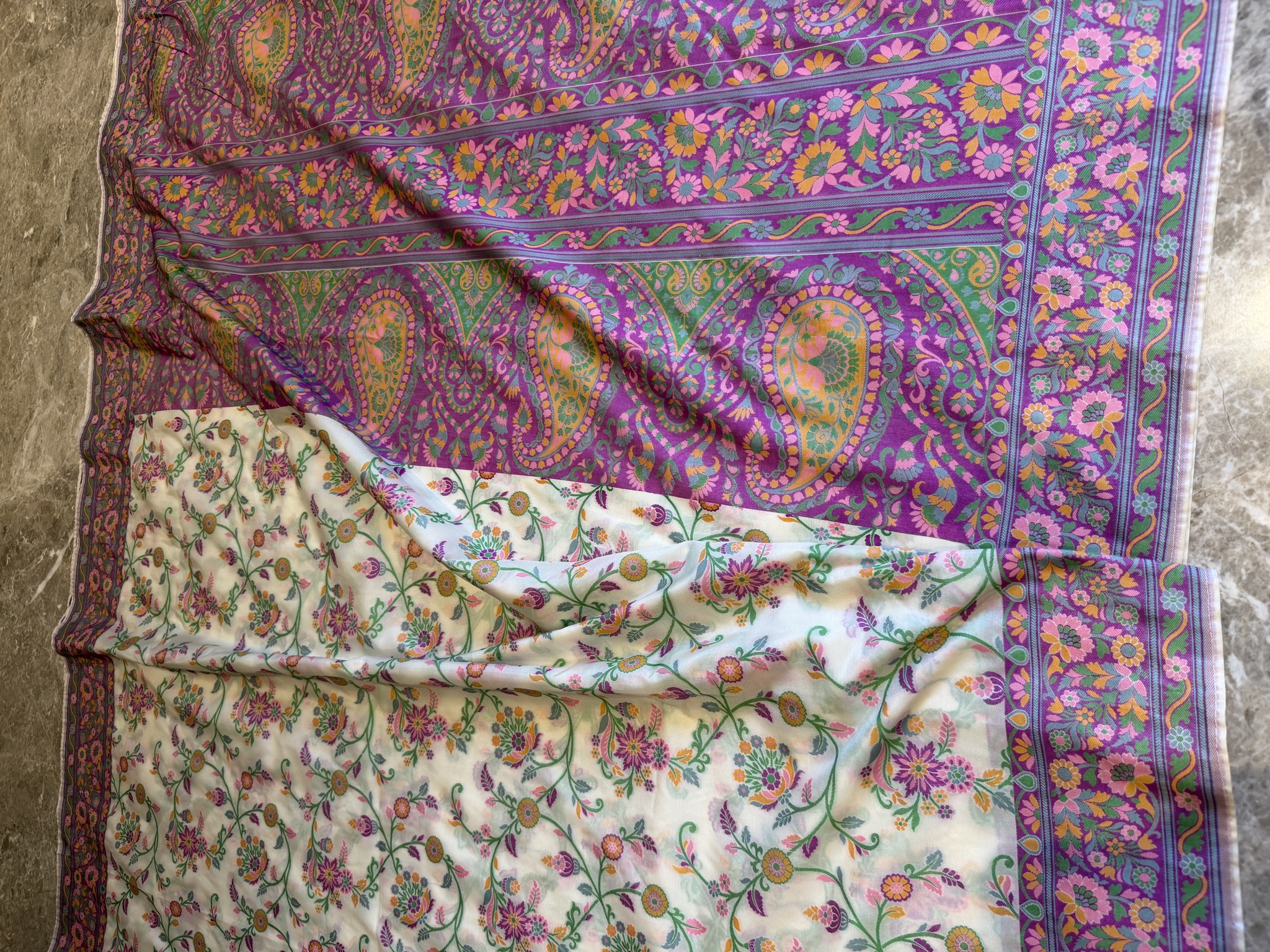 Ektara Silk Banarasi Saree with All-Over Floral Jaal — Banarasi, Ektara Silk, Varanasi, Uttar Pradesh, view 9