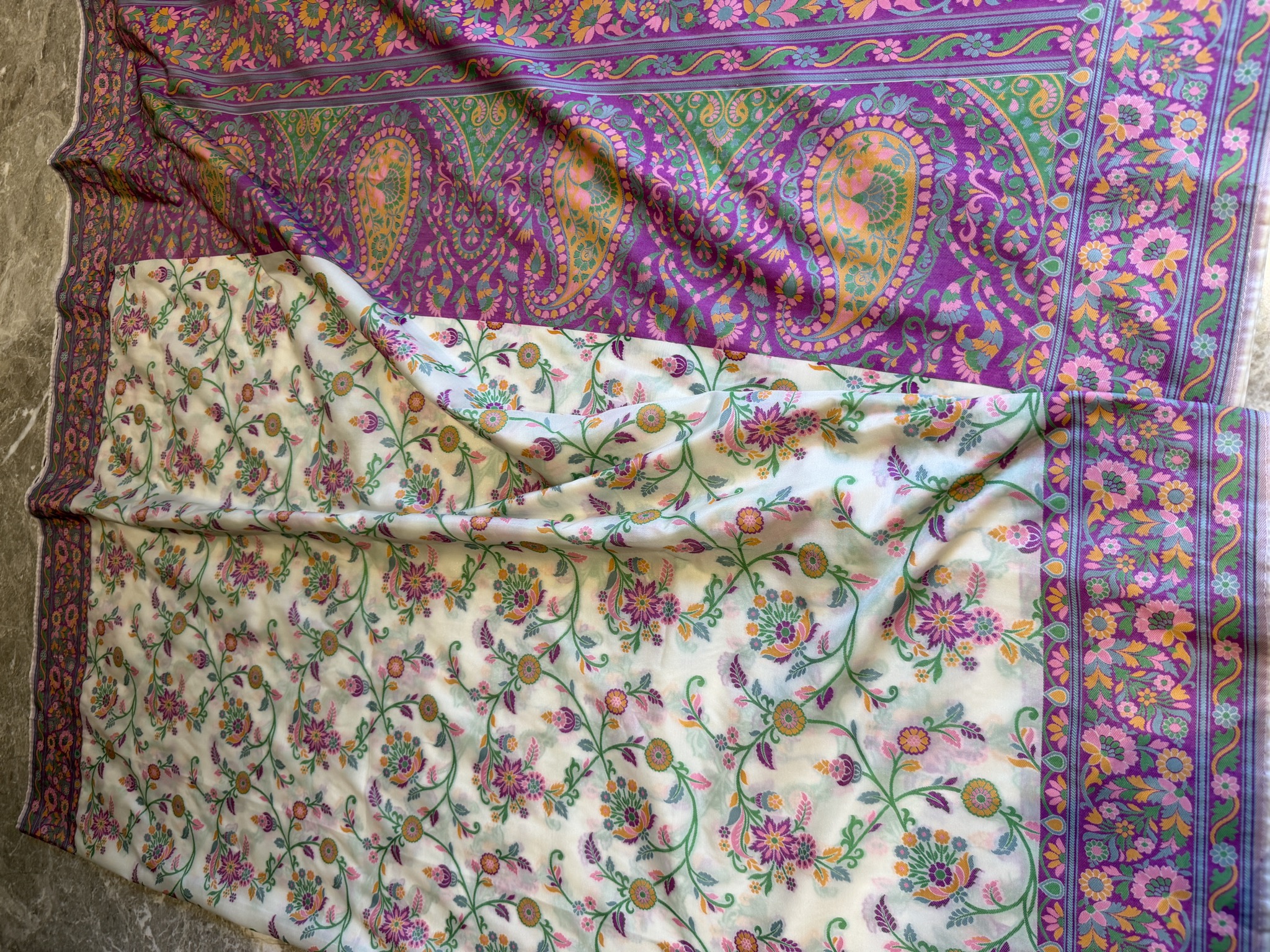 Ektara Silk Banarasi Saree with All-Over Floral Jaal — Banarasi, Ektara Silk, Varanasi, Uttar Pradesh, view 12