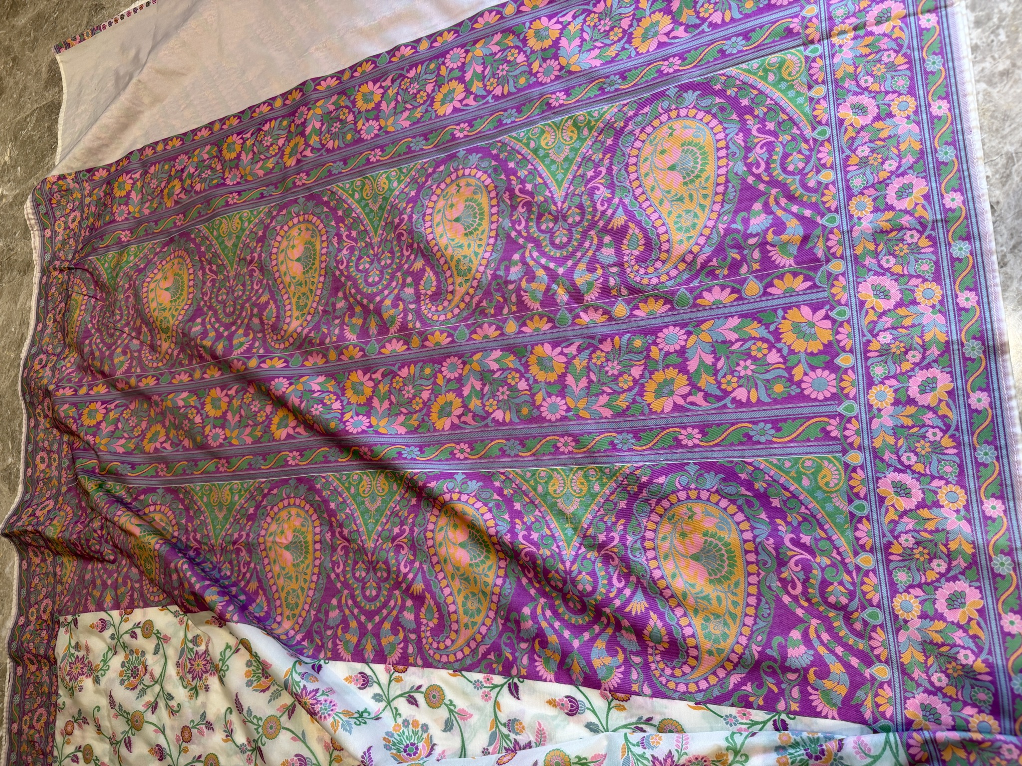 Ektara Silk Banarasi Saree with All-Over Floral Jaal — Banarasi, Ektara Silk, Varanasi, Uttar Pradesh, view 13