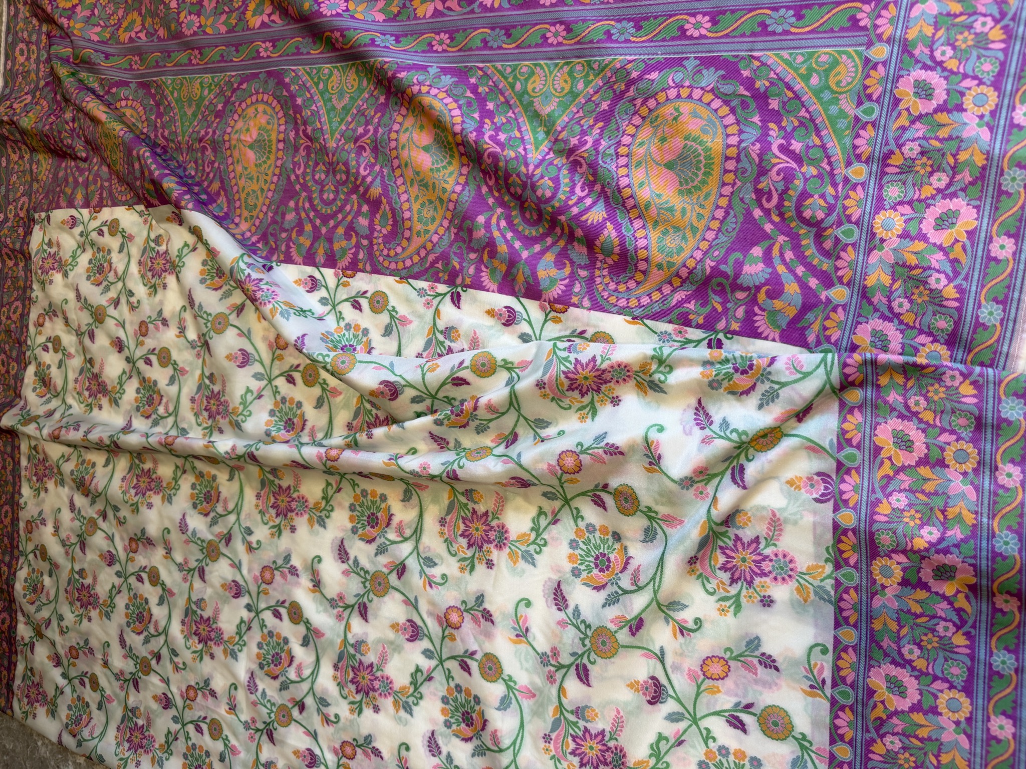 Ektara Silk Banarasi Saree with All-Over Floral Jaal — Banarasi, Ektara Silk, Varanasi, Uttar Pradesh, view 11