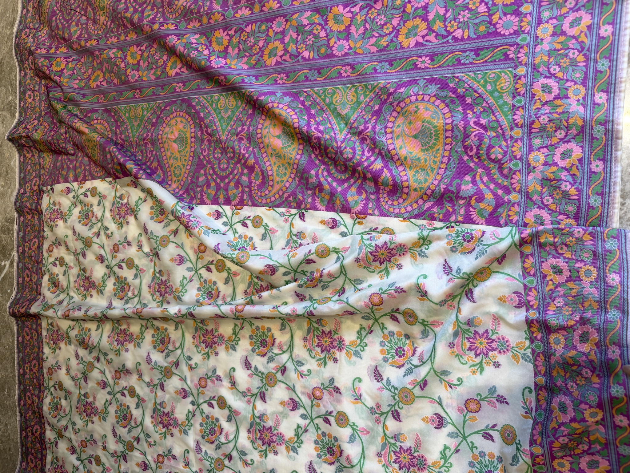 Ektara Silk Banarasi Saree with All-Over Floral Jaal — Banarasi, Ektara Silk, Varanasi, Uttar Pradesh, view 10