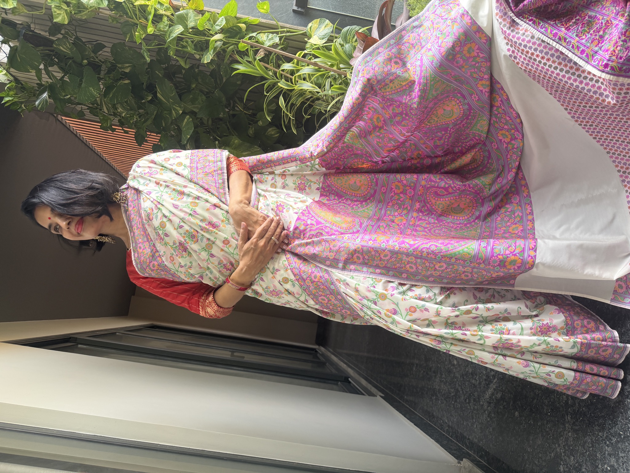 Ektara Silk Banarasi Saree with All-Over Floral Jaal — Banarasi, Ektara Silk, Varanasi, Uttar Pradesh, view 7
