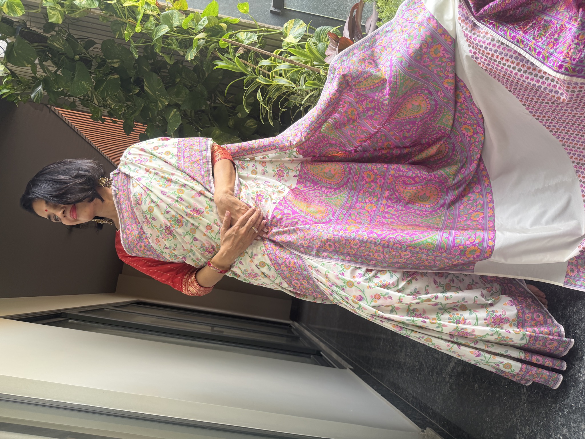 Ektara Silk Banarasi Saree with All-Over Floral Jaal — Banarasi, Ektara Silk, Varanasi, Uttar Pradesh, view 8