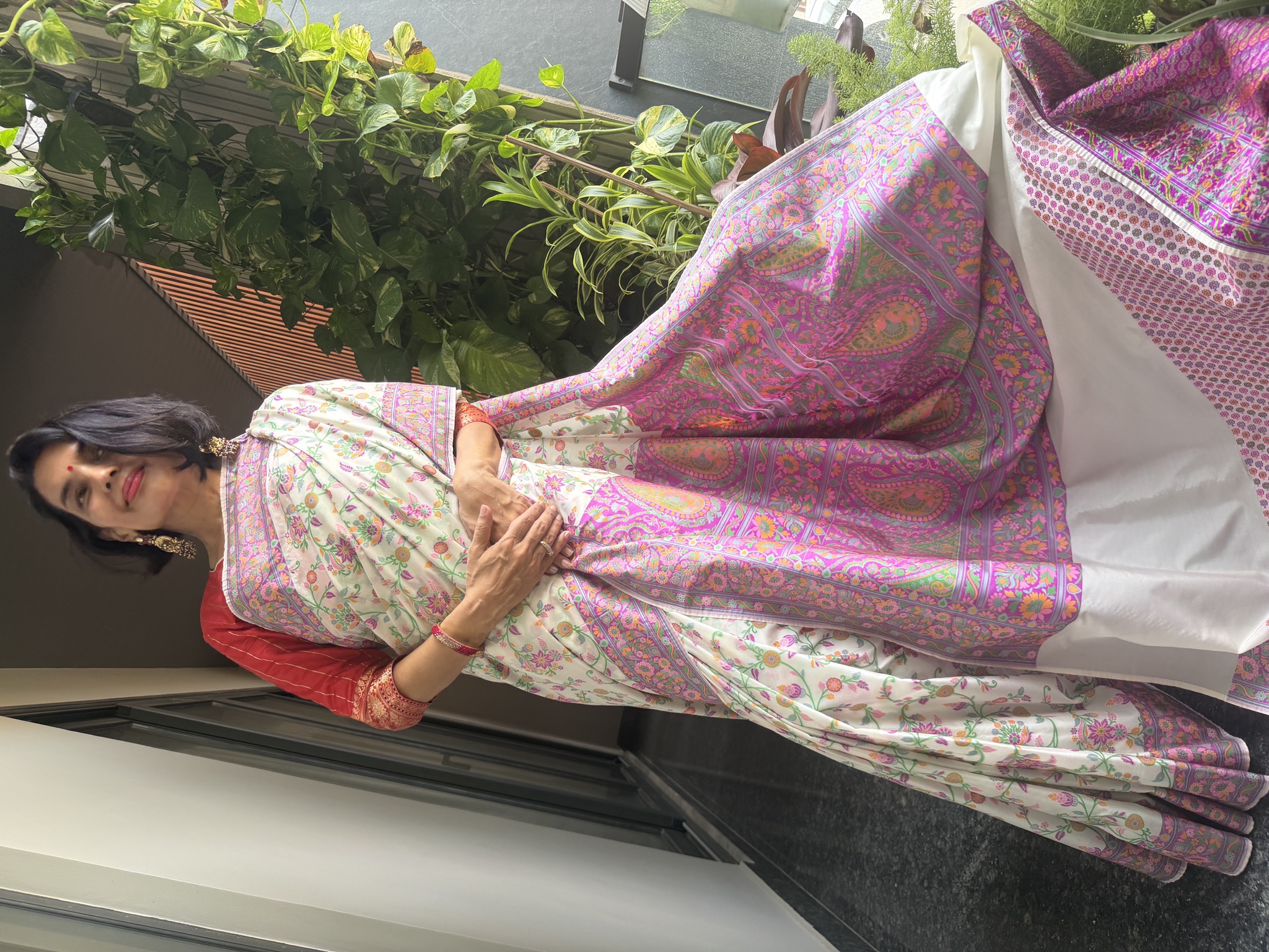 Ektara Silk Banarasi Saree with All-Over Floral Jaal — Banarasi, Ektara Silk, Varanasi, Uttar Pradesh, view 6