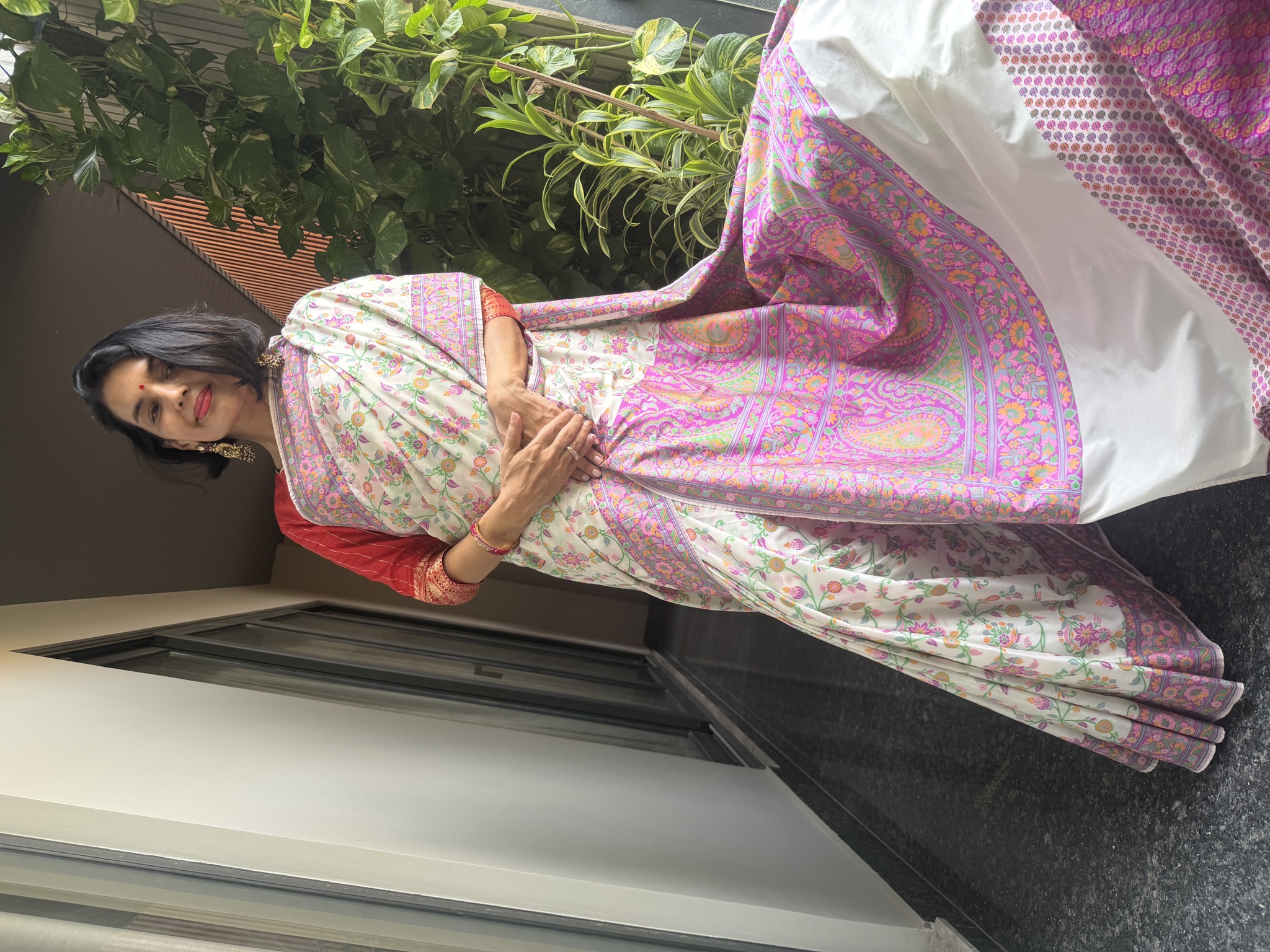 Ektara Silk Banarasi Saree with All-Over Floral Jaal — Banarasi, Ektara Silk, Varanasi, Uttar Pradesh, view 5