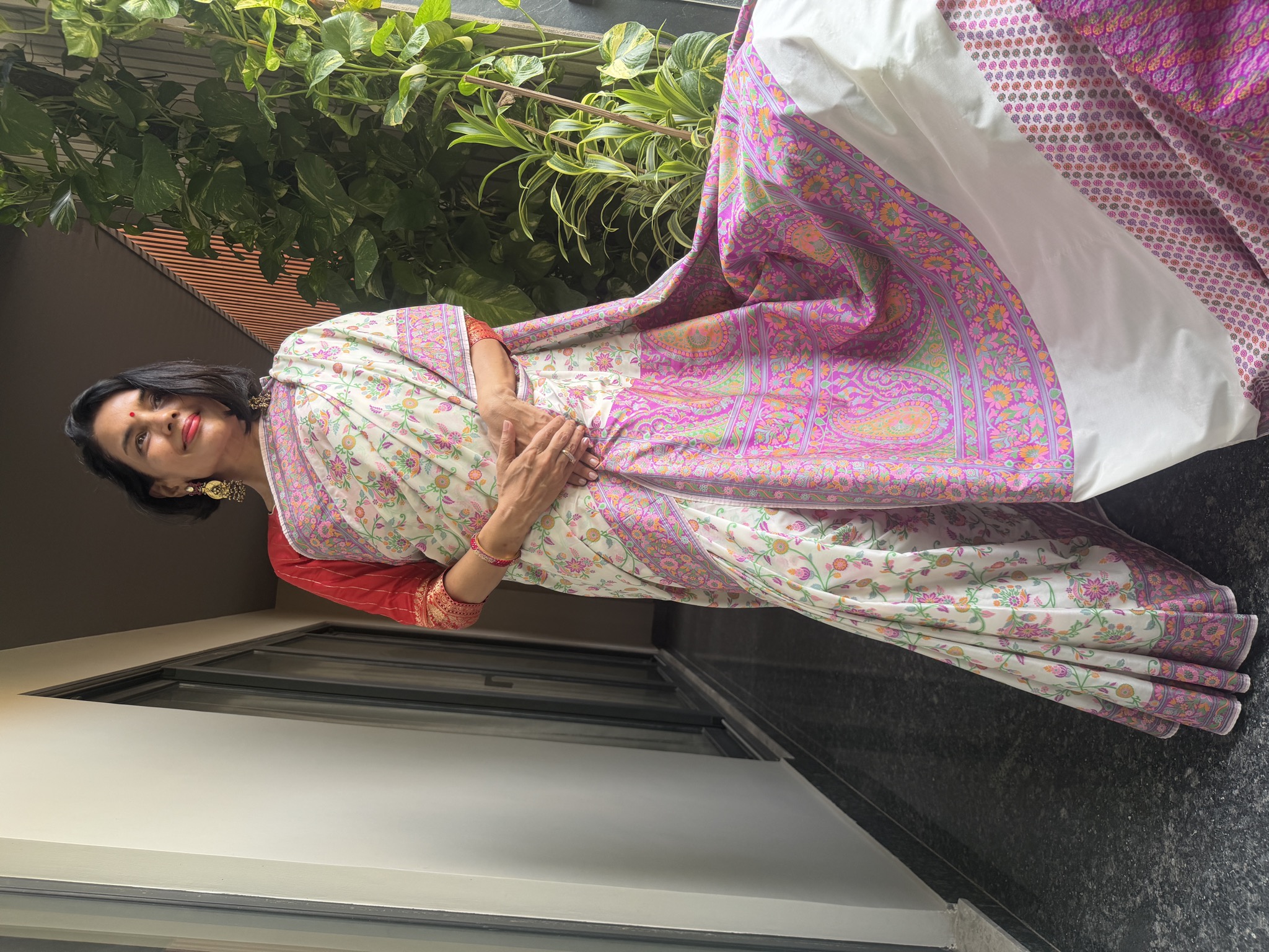 Ektara Silk Banarasi Saree with All-Over Floral Jaal — Banarasi, Ektara Silk, Varanasi, Uttar Pradesh, view 4