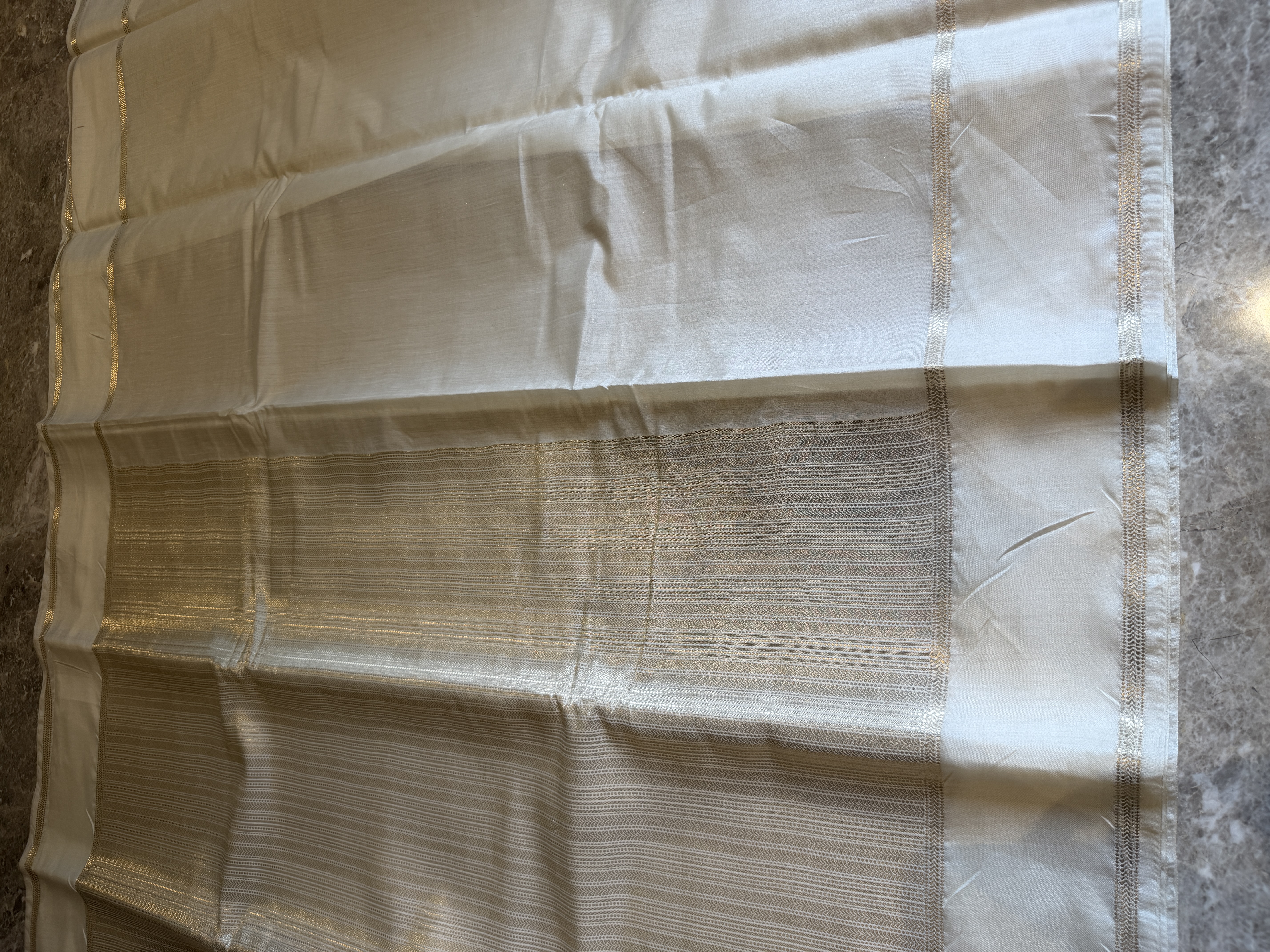 White & Gold Locked Kaduwa Weave Silk Banarasi Saree — Banarasi, Silk, Varanasi, Uttar Pradesh, view 8