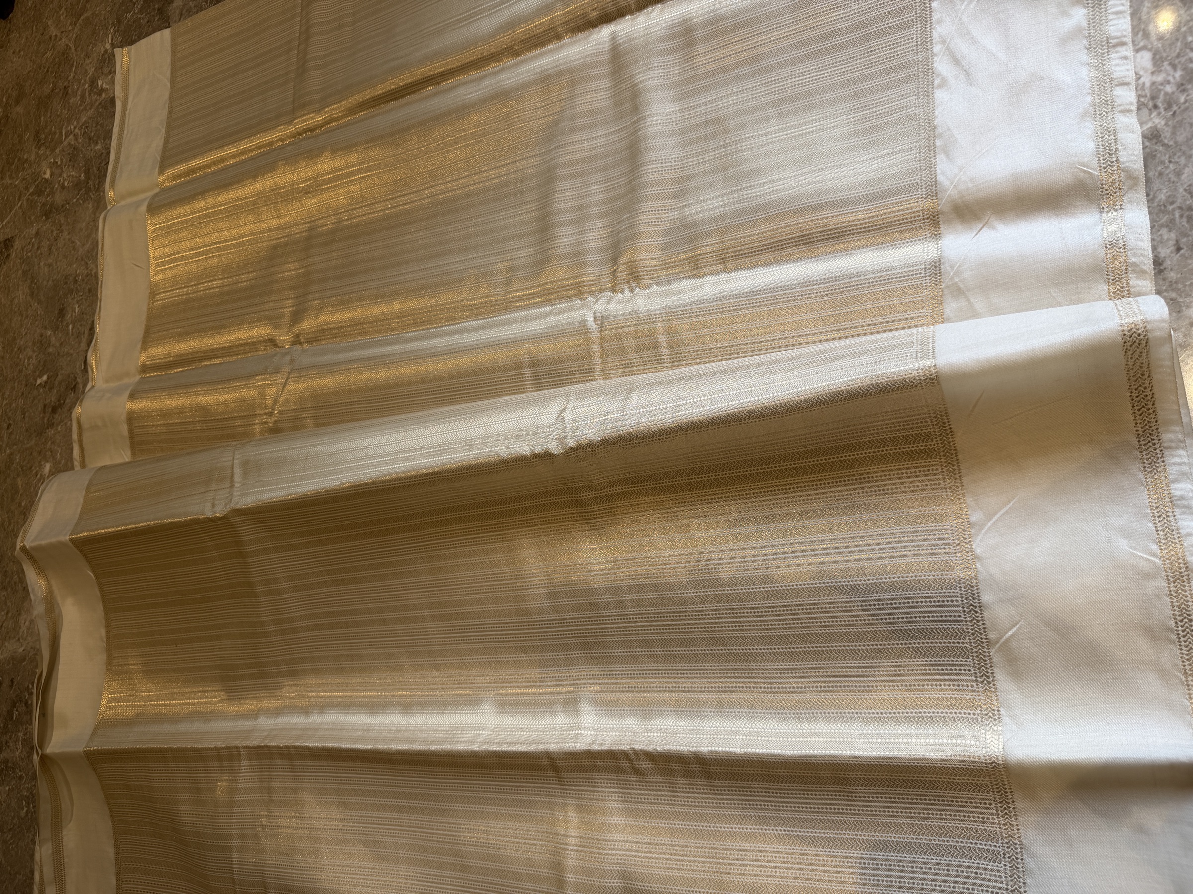 White & Gold Locked Kaduwa Weave Silk Banarasi Saree — Banarasi, Silk, Varanasi, Uttar Pradesh, view 11