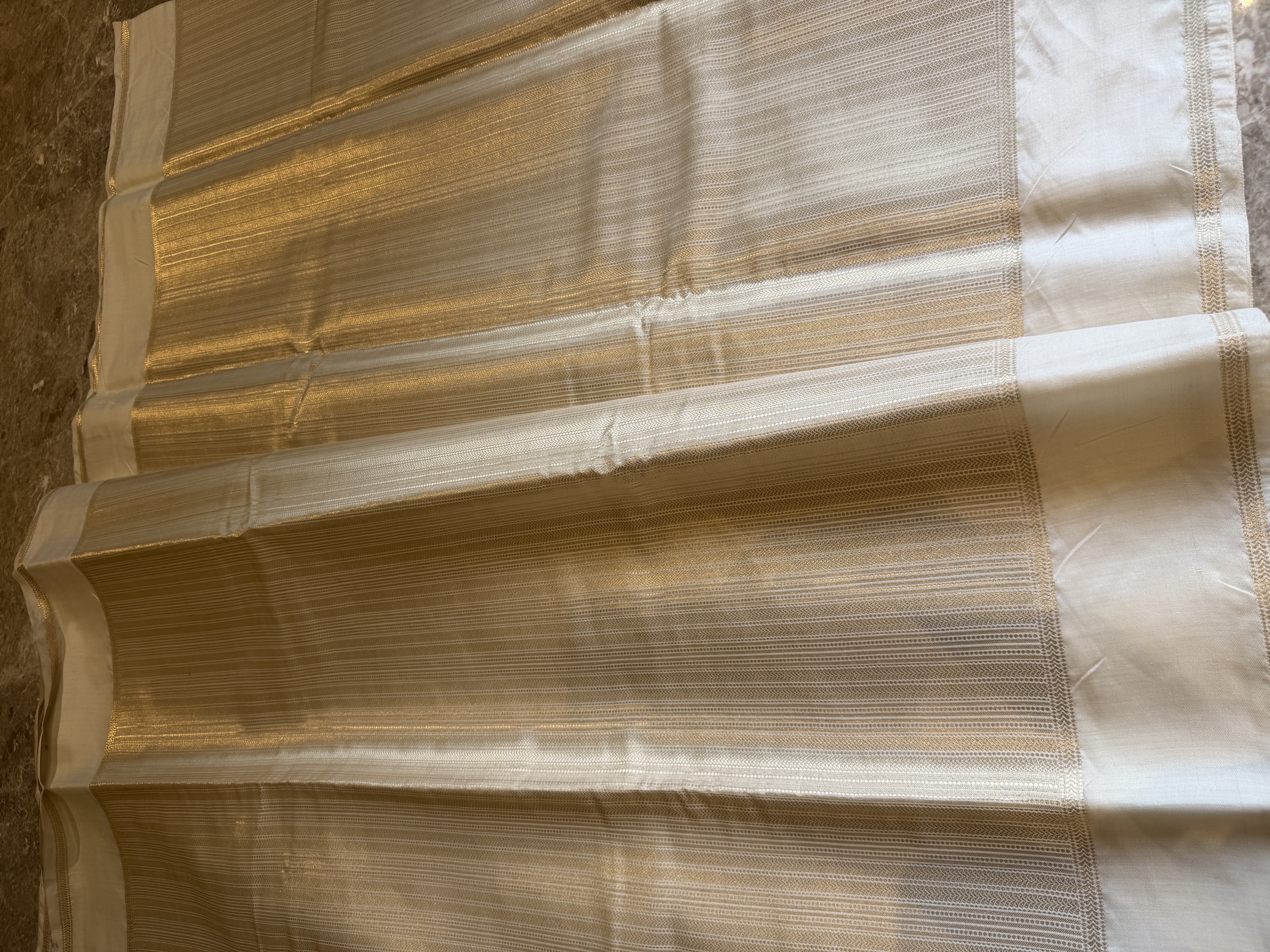 White & Gold Locked Kaduwa Weave Silk Banarasi Saree — Banarasi, Silk, Varanasi, Uttar Pradesh, view 12