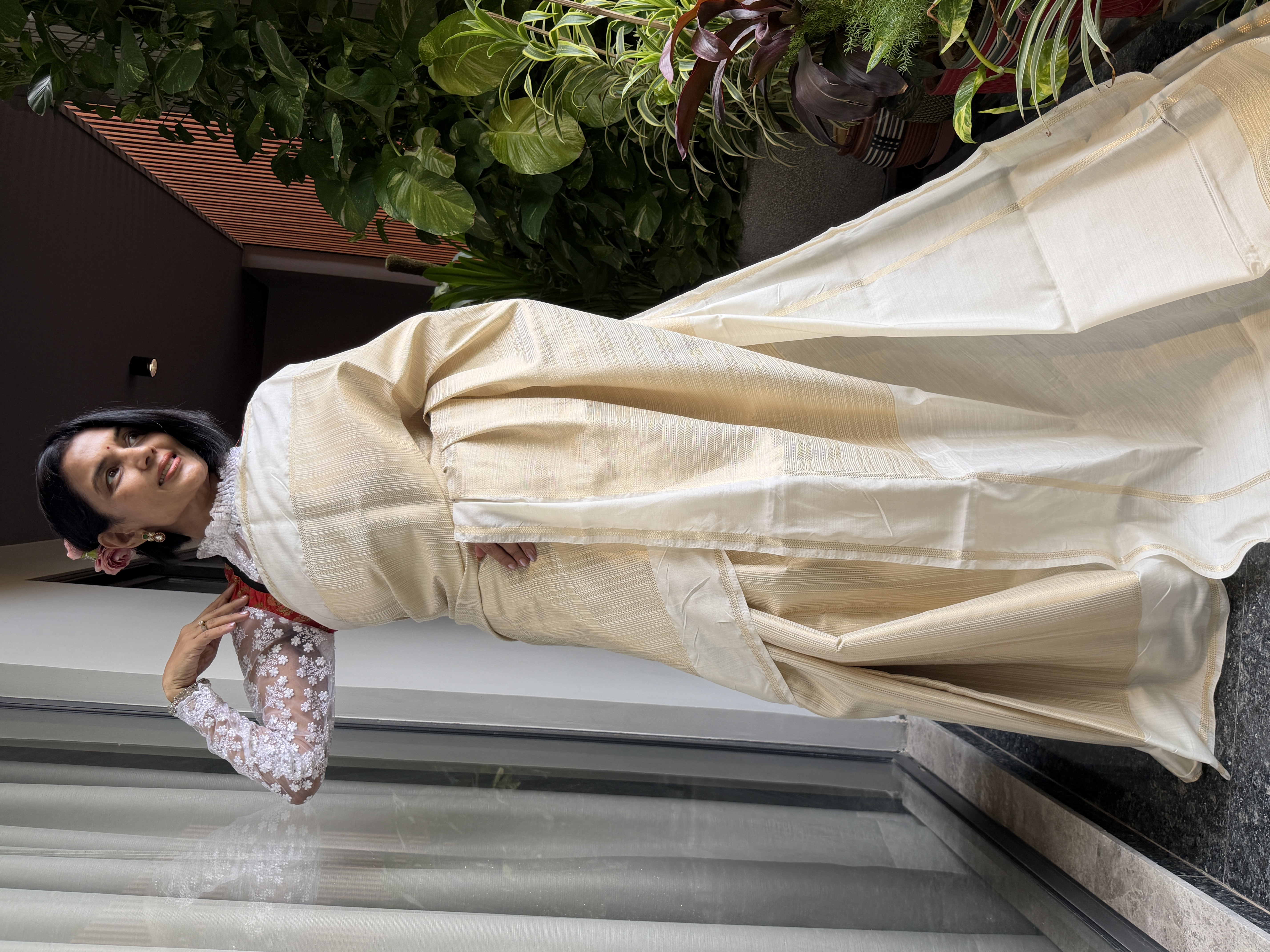White & Gold Locked Kaduwa Weave Silk Banarasi Saree — Banarasi, Silk, Varanasi, Uttar Pradesh, view 5