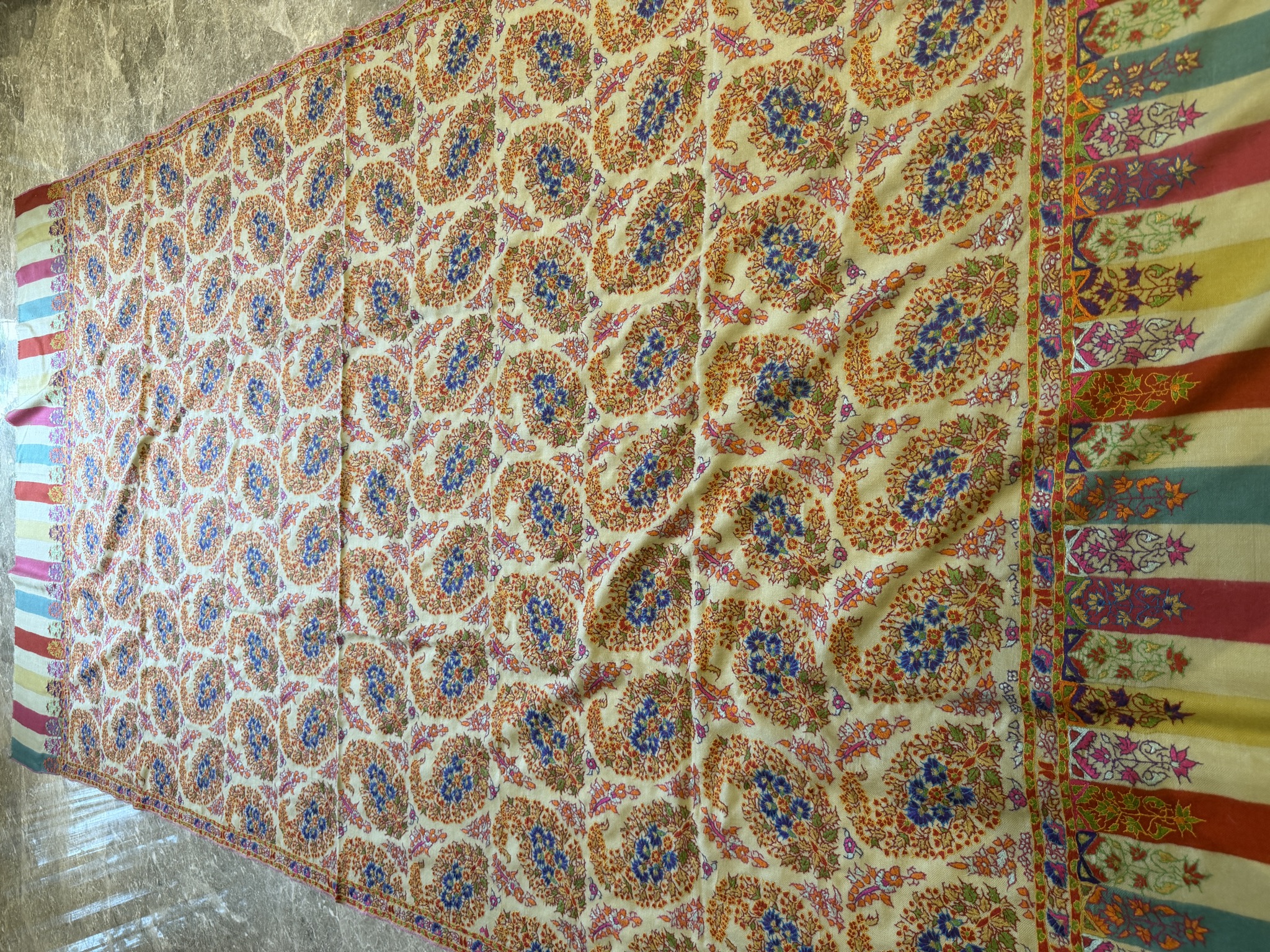 Handwoven Kani Shawl with Sozni Needlework — Kani, Pashmina, Kashmir, view 2