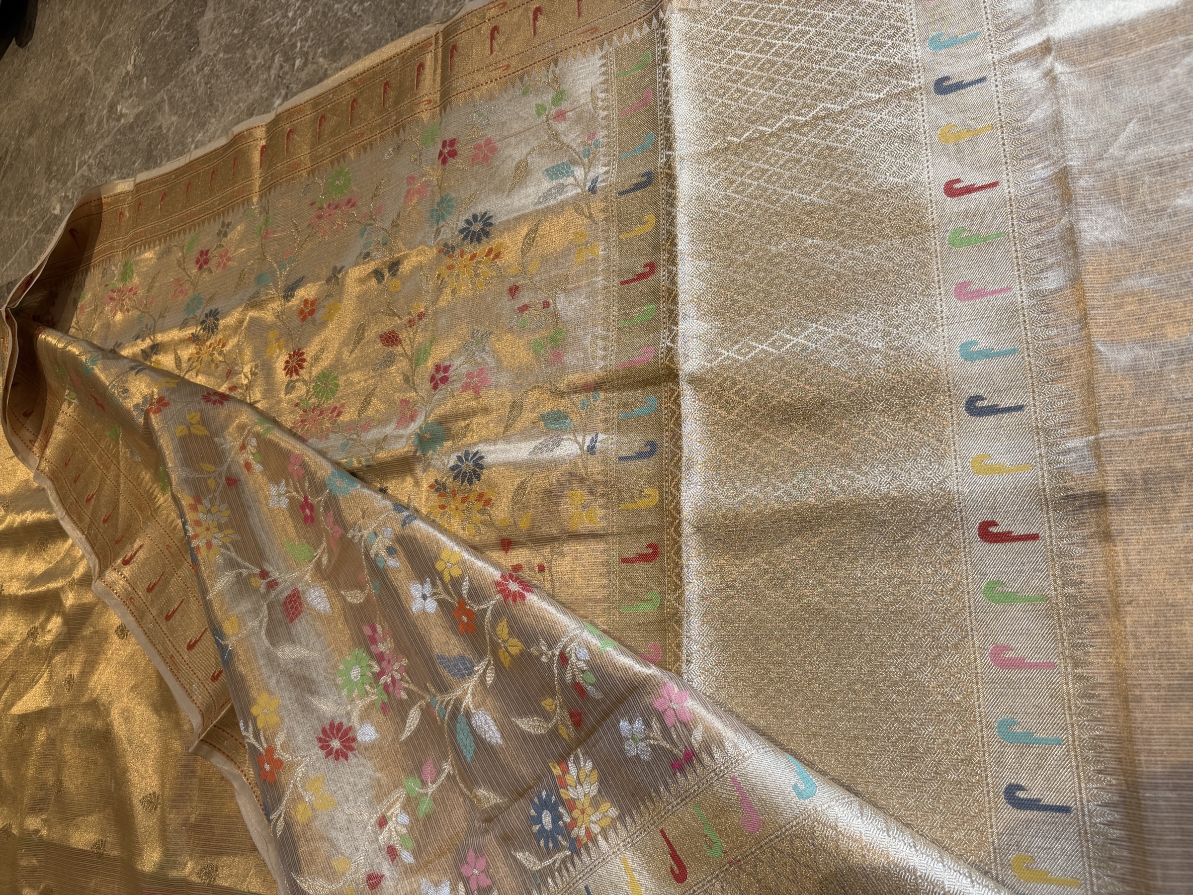 Double Tissue Gold Kota Doria Unstitched Suit Set — Double Tissue Kota Doria, Kota, Rajasthan, view 3