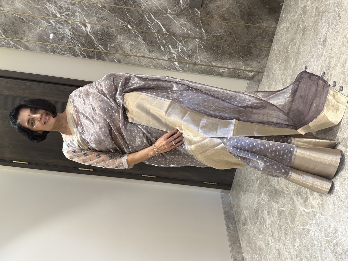Dusky Mauve Tissue Kora Silk Banarasi Saree — Banarasi, Kora Silk, Varanasi, Uttar Pradesh, view 2