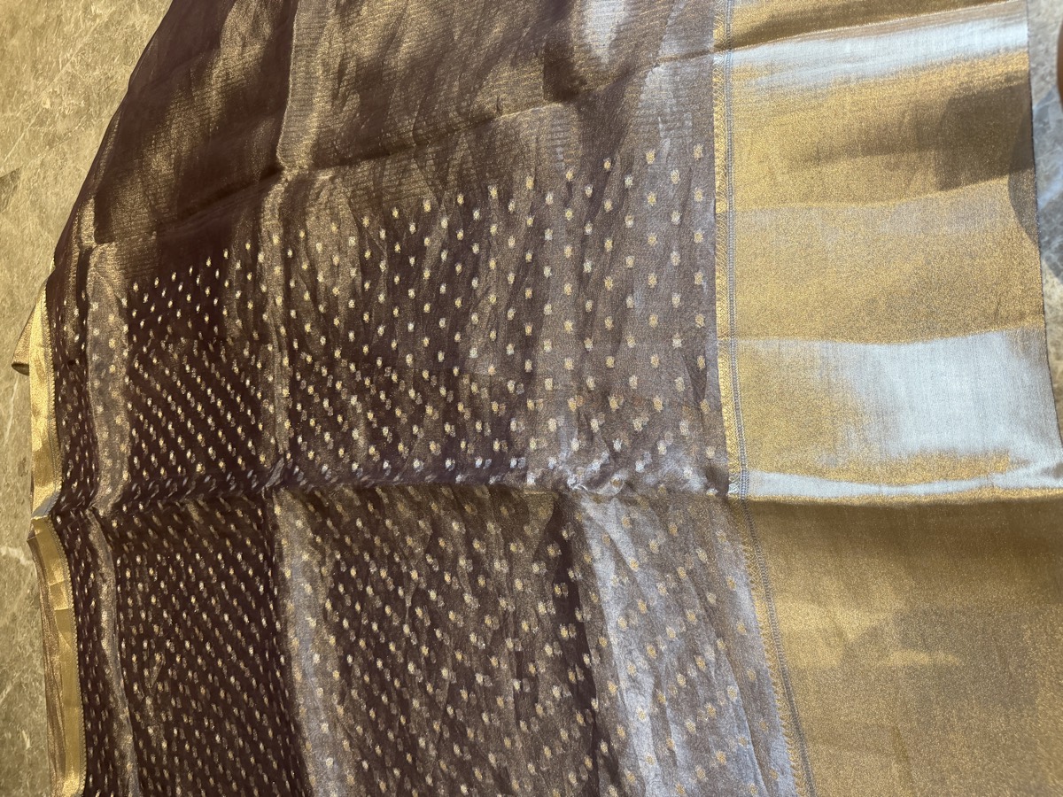 Dusky Mauve Tissue Kora Silk Banarasi Saree — Banarasi, Kora Silk, Varanasi, Uttar Pradesh, view 9
