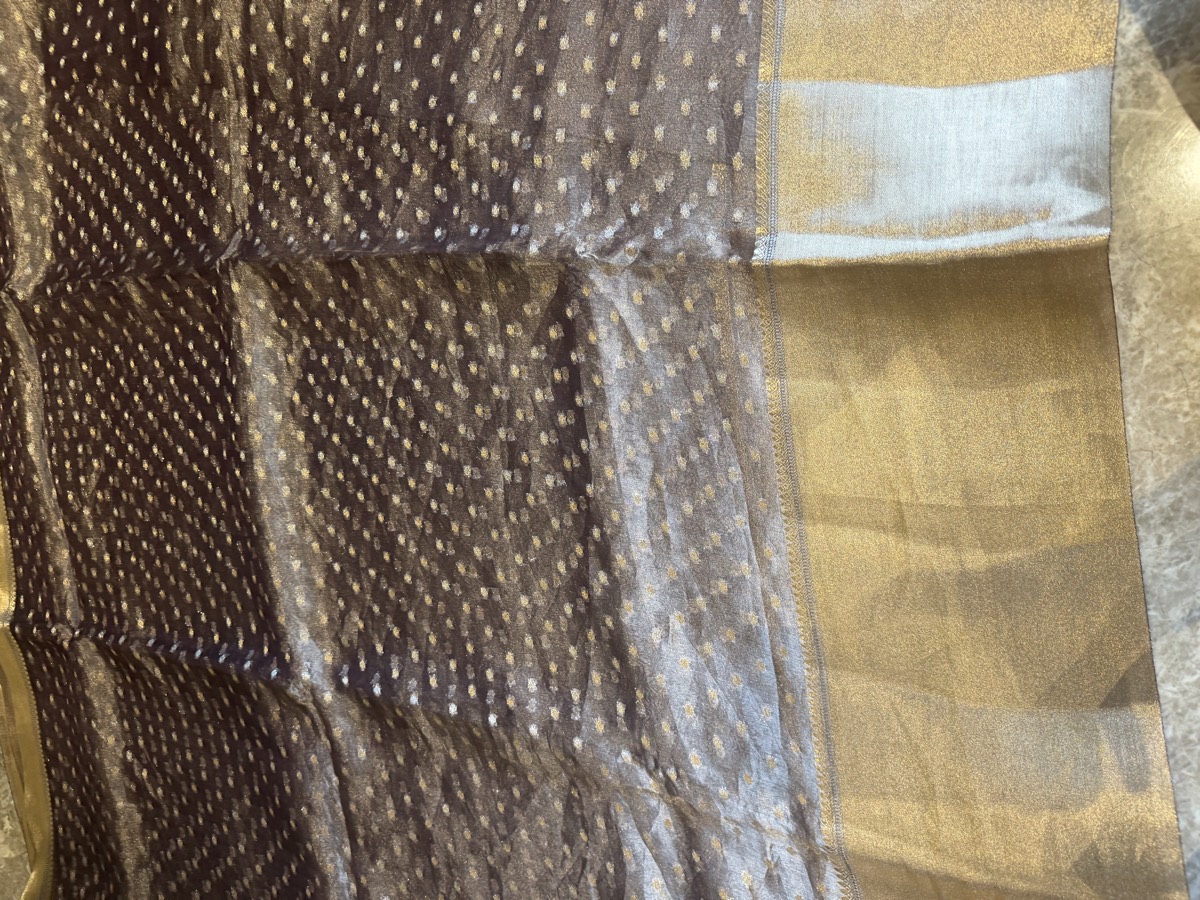 Dusky Mauve Tissue Kora Silk Banarasi Saree — Banarasi, Kora Silk, Varanasi, Uttar Pradesh, view 10
