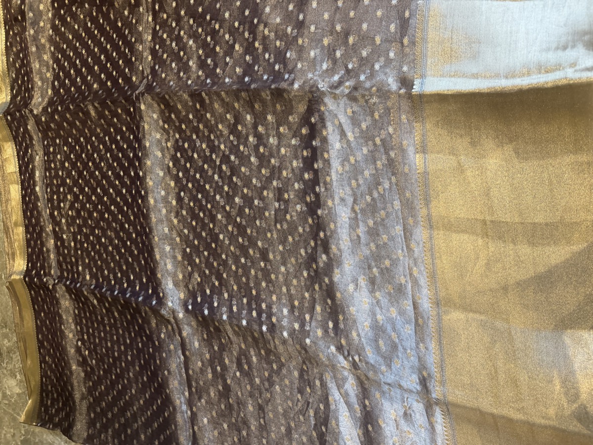 Dusky Mauve Tissue Kora Silk Banarasi Saree — Banarasi, Kora Silk, Varanasi, Uttar Pradesh, view 11