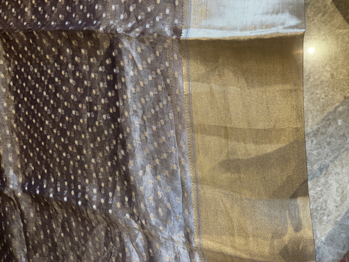 Dusky Mauve Tissue Kora Silk Banarasi Saree — Banarasi, Kora Silk, Varanasi, Uttar Pradesh, view 12