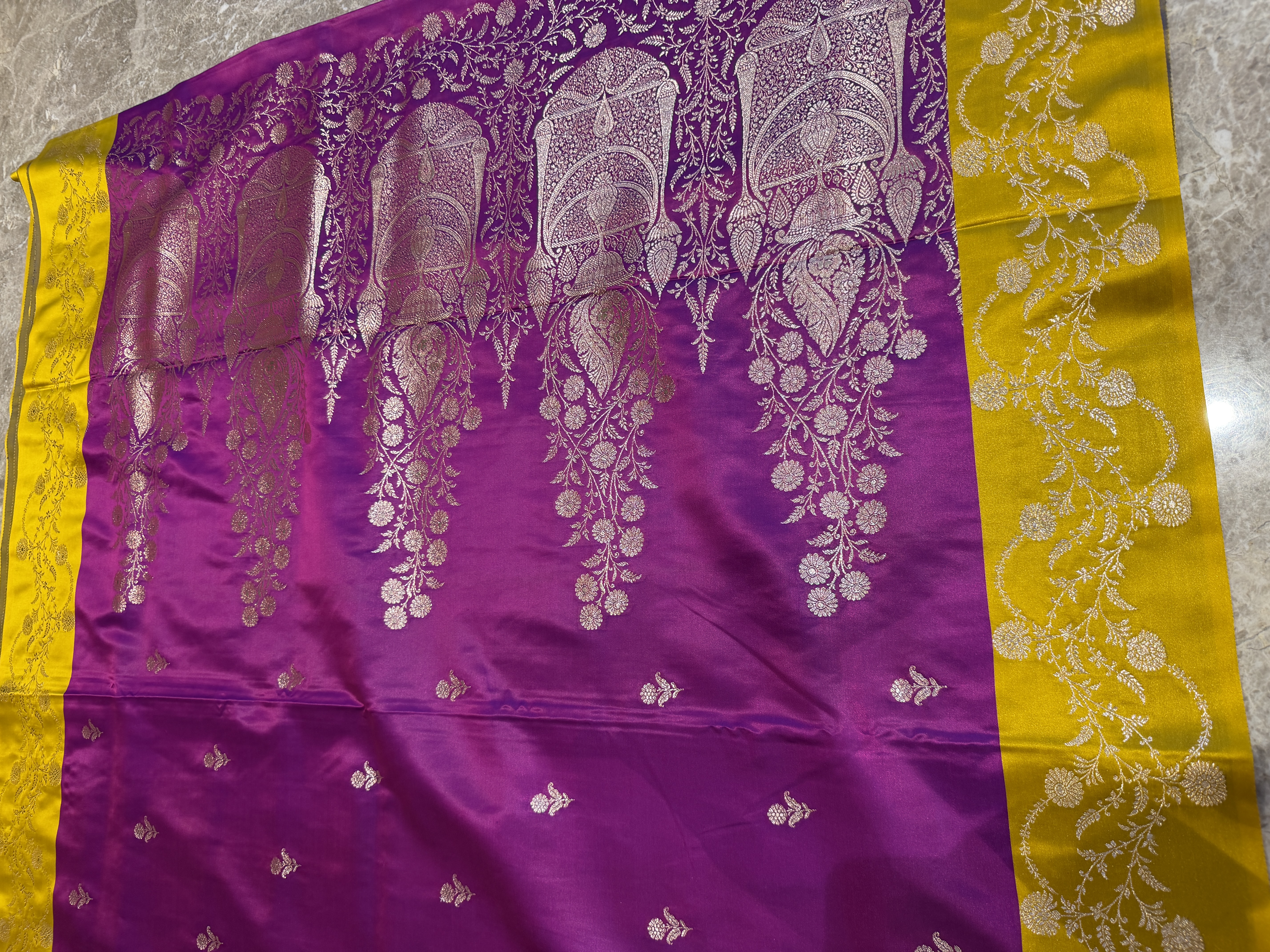 Royal Purple Mushroo Silk Banarasi Saree — Banarasi, Mushroo Silk, Varanasi, Uttar Pradesh, view 8