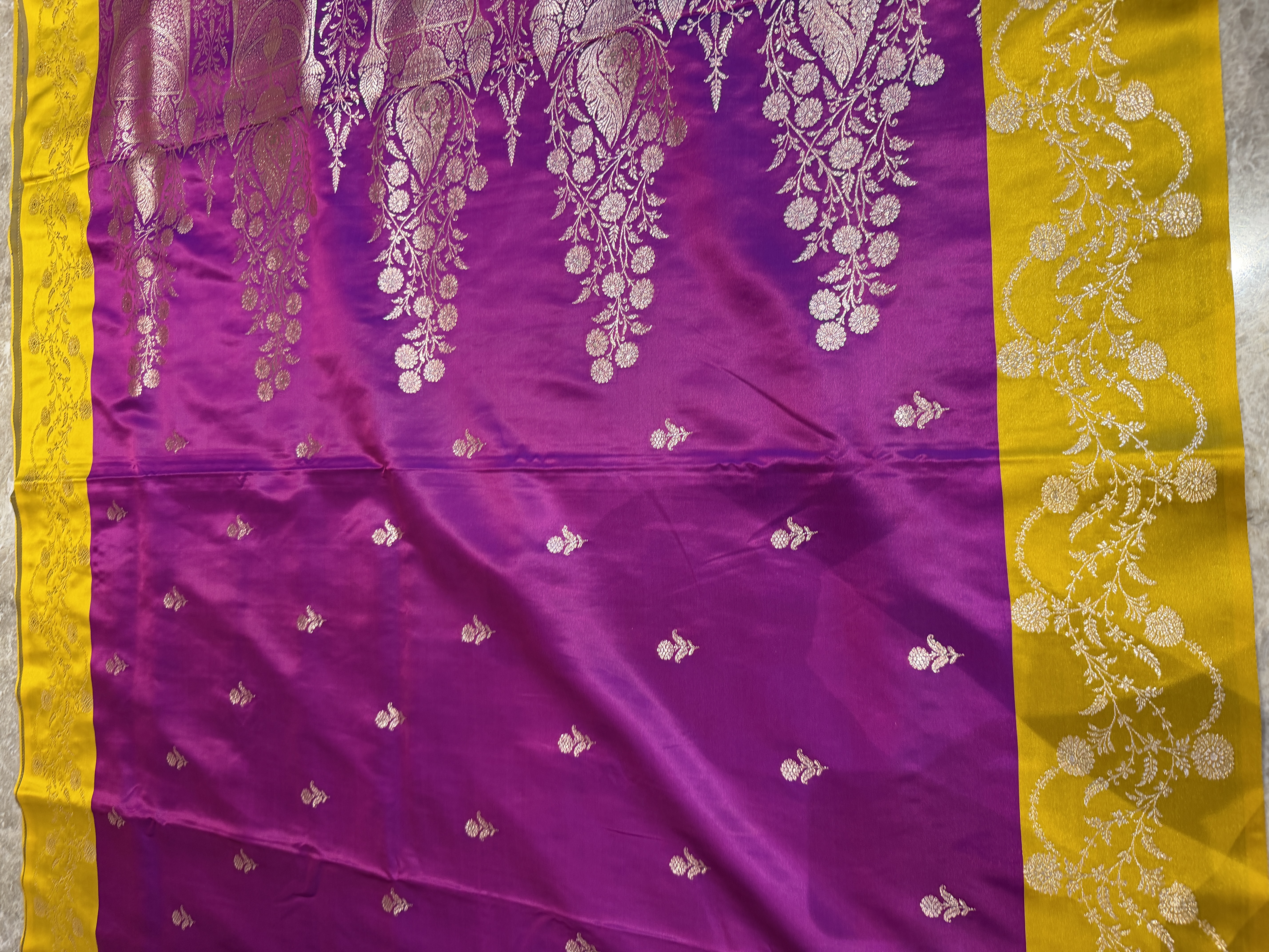 Royal Purple Mushroo Silk Banarasi Saree — Banarasi, Mushroo Silk, Varanasi, Uttar Pradesh, view 9