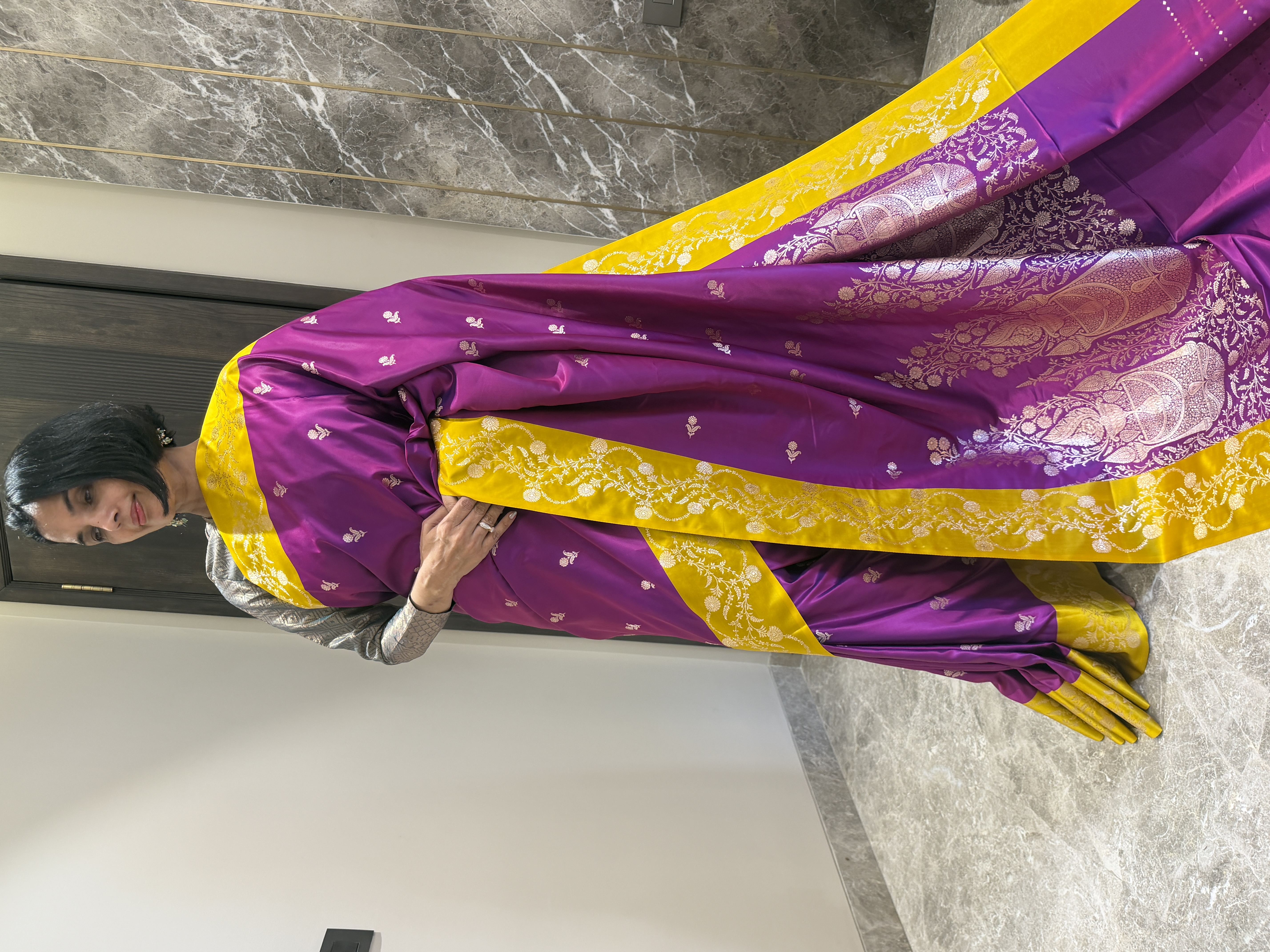 Royal Purple Mushroo Silk Banarasi Saree — Banarasi, Mushroo Silk, Varanasi, Uttar Pradesh