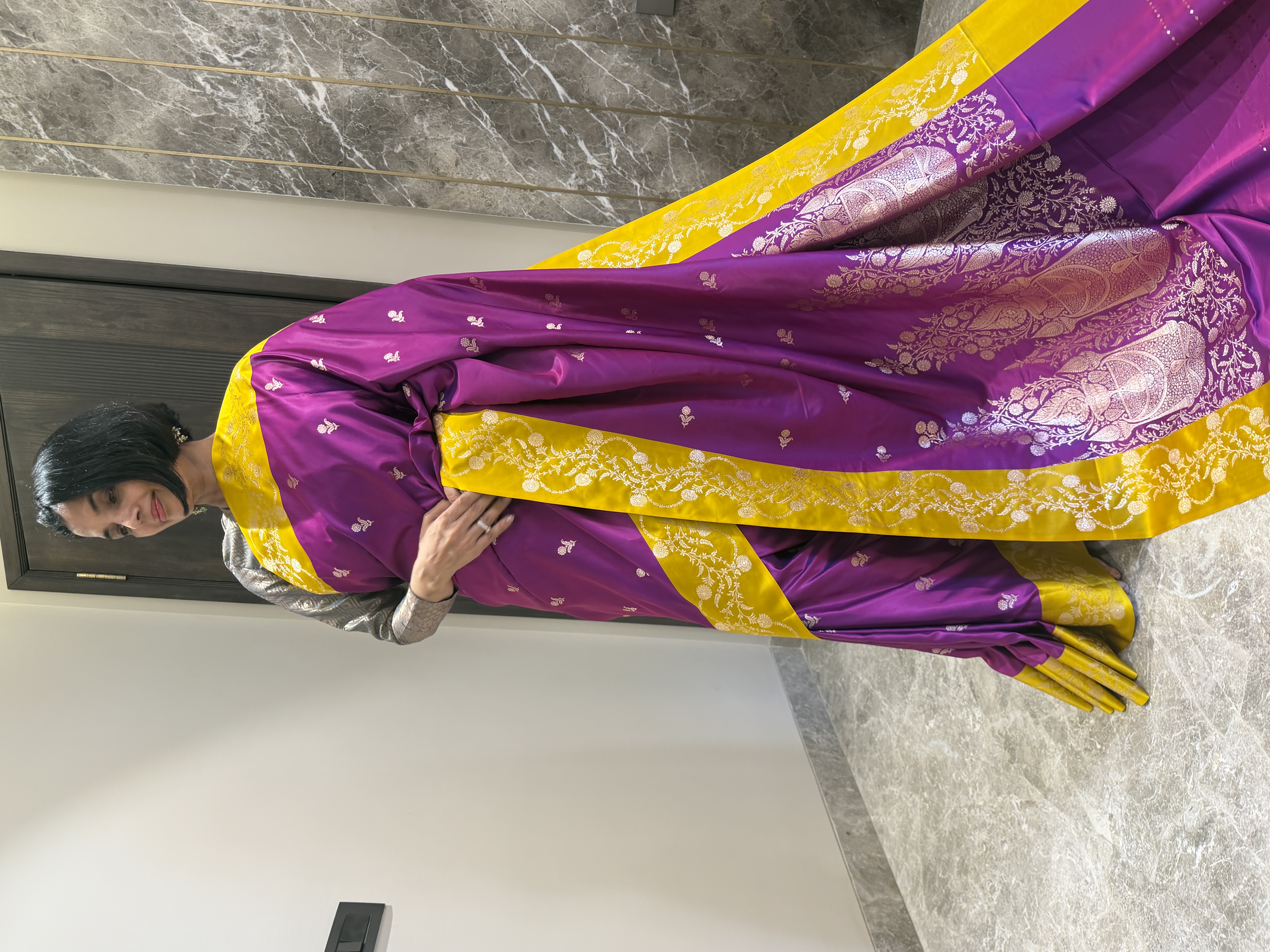 Royal Purple Mushroo Silk Banarasi Saree — Banarasi, Mushroo Silk, Varanasi, Uttar Pradesh, view 2