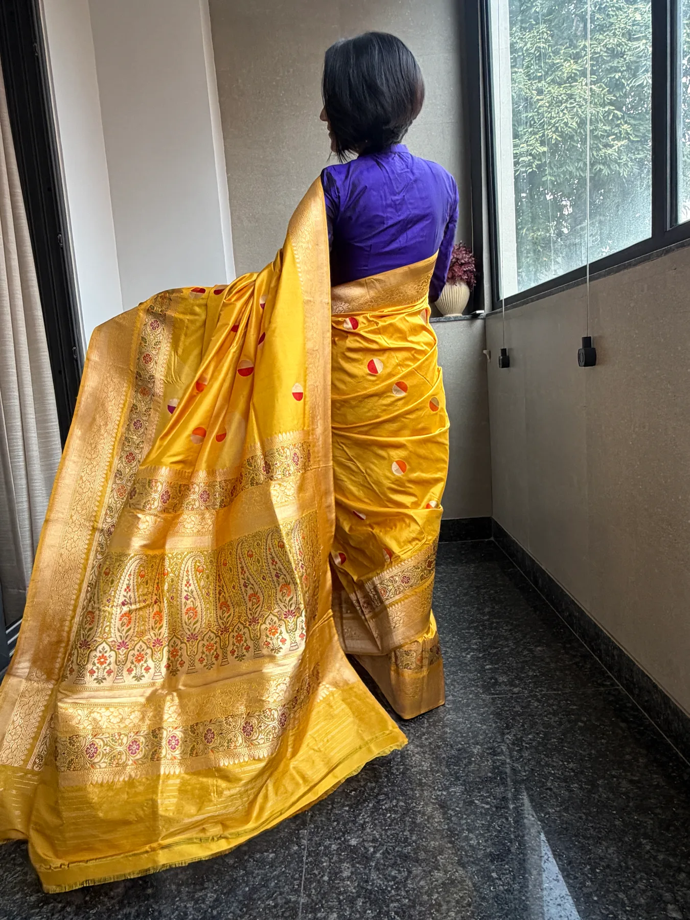 Mustard Gold Pure Katan Silk Kaduwa Meena Circle Banarasi Saree — Banarasi, Pure Katan Silk, view 10