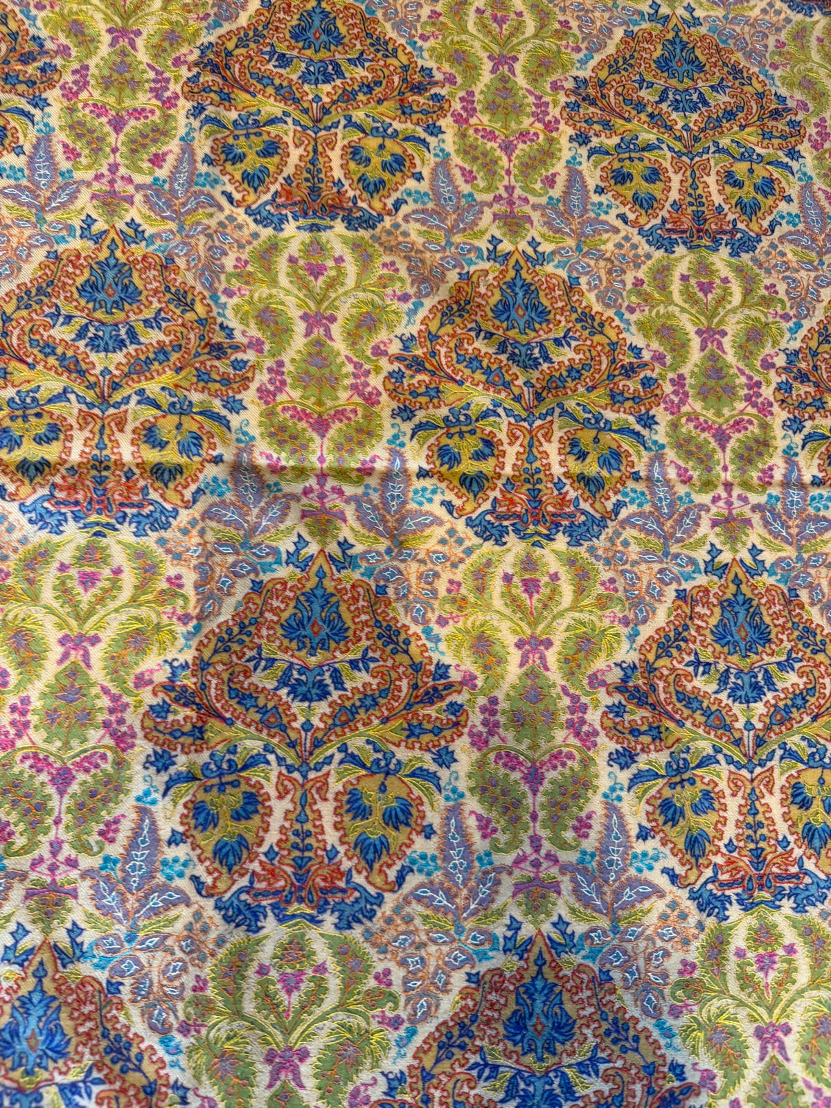 Men's Pure Pashmina Hand-Painted Kalamkari Shawl with Sozni Needlework — Pure Pashmina, Kashmir, view 5