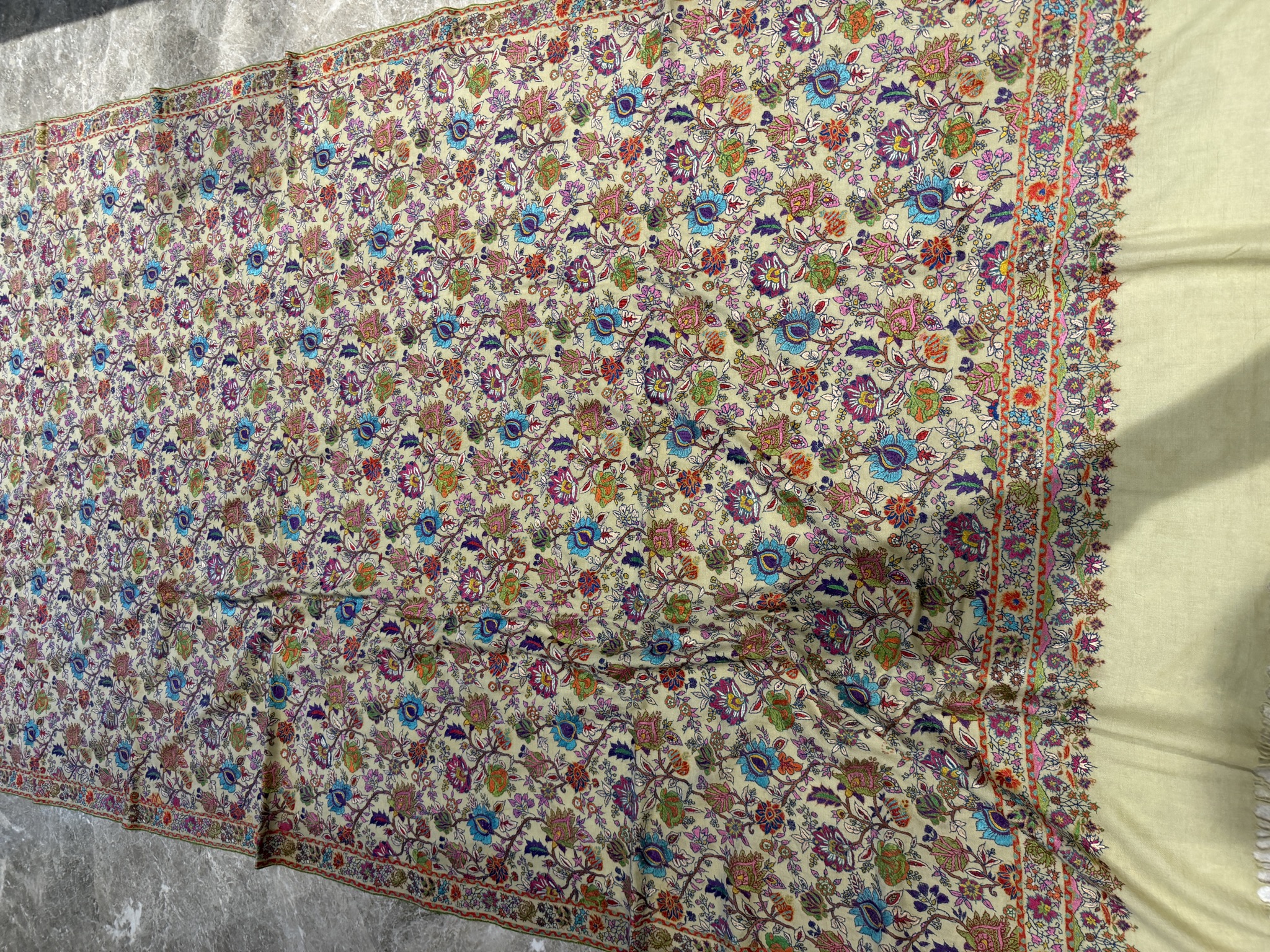 Men's Pure Pashmina All-Over Hand Embroidered Sozni Shawl — Pashmina, Kashmir