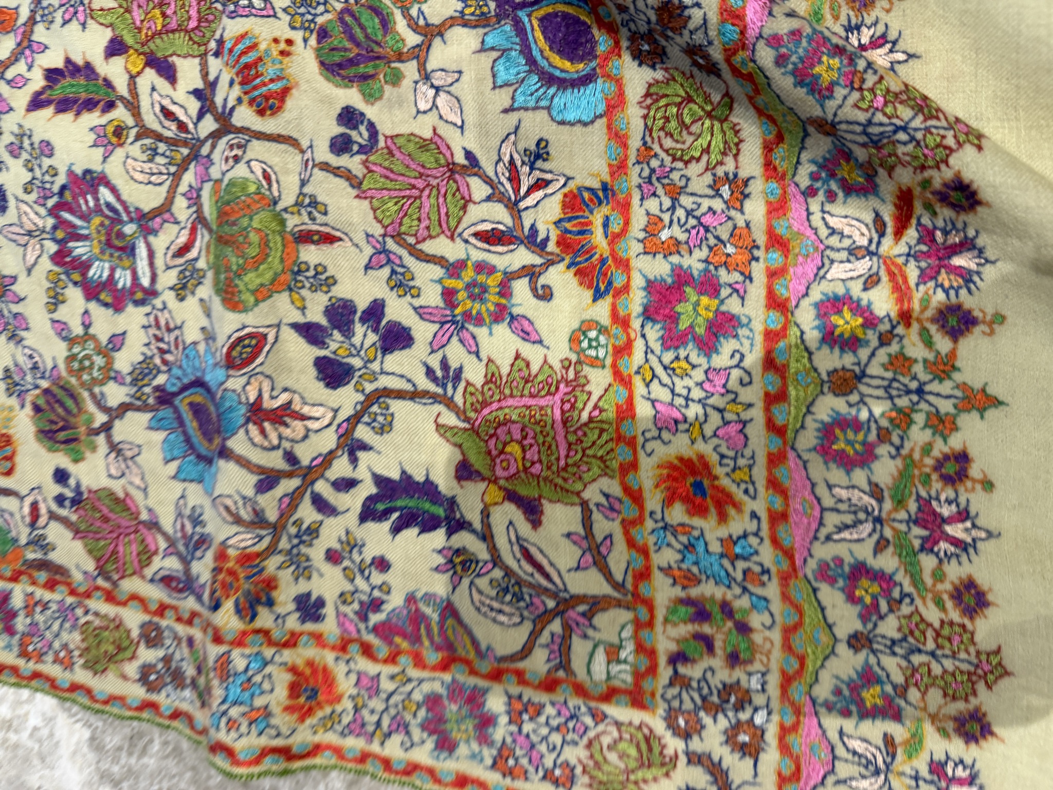 Men's Pure Pashmina All-Over Hand Embroidered Sozni Shawl — Pashmina, Kashmir, view 4