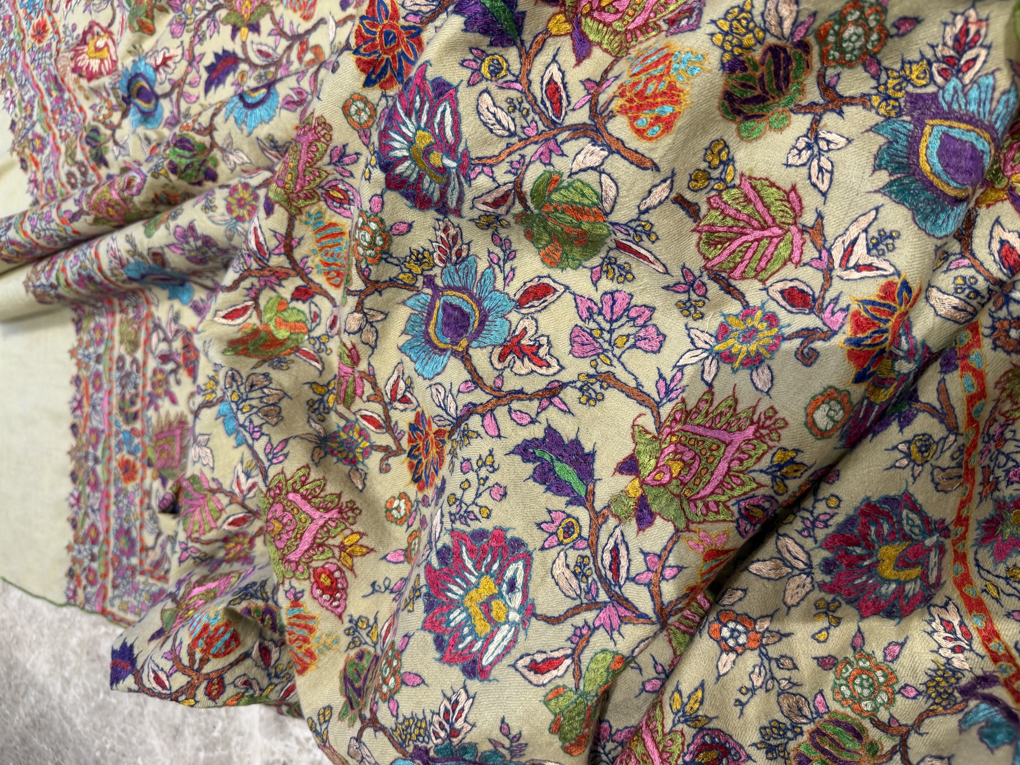Men's Pure Pashmina All-Over Hand Embroidered Sozni Shawl — Pashmina, Kashmir, view 12