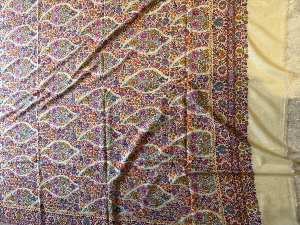 Men's Pure Pashmina All-Over Hand Embroidered Sozni Needlework Shawl — Hand Woven, Pure Pashmina, Kashmir, view 2