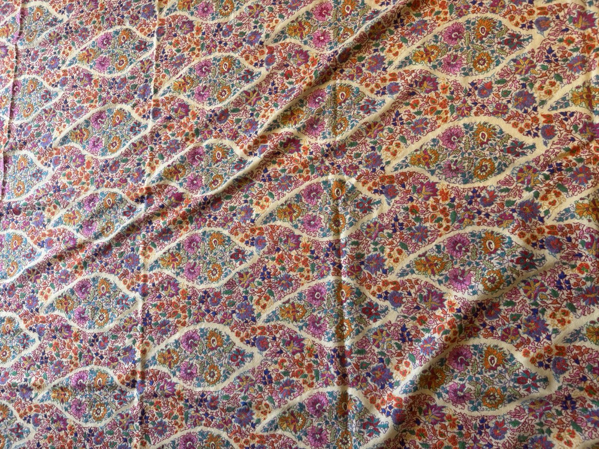 Men's Pure Pashmina All-Over Hand Embroidered Sozni Needlework Shawl — Hand Woven, Pure Pashmina, Kashmir, view 4