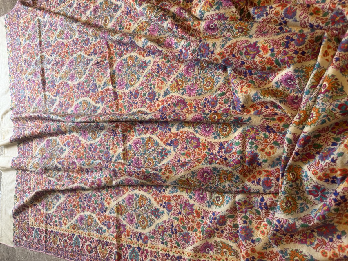 Men's Pure Pashmina All-Over Hand Embroidered Sozni Needlework Shawl — Hand Woven, Pure Pashmina, Kashmir, view 9
