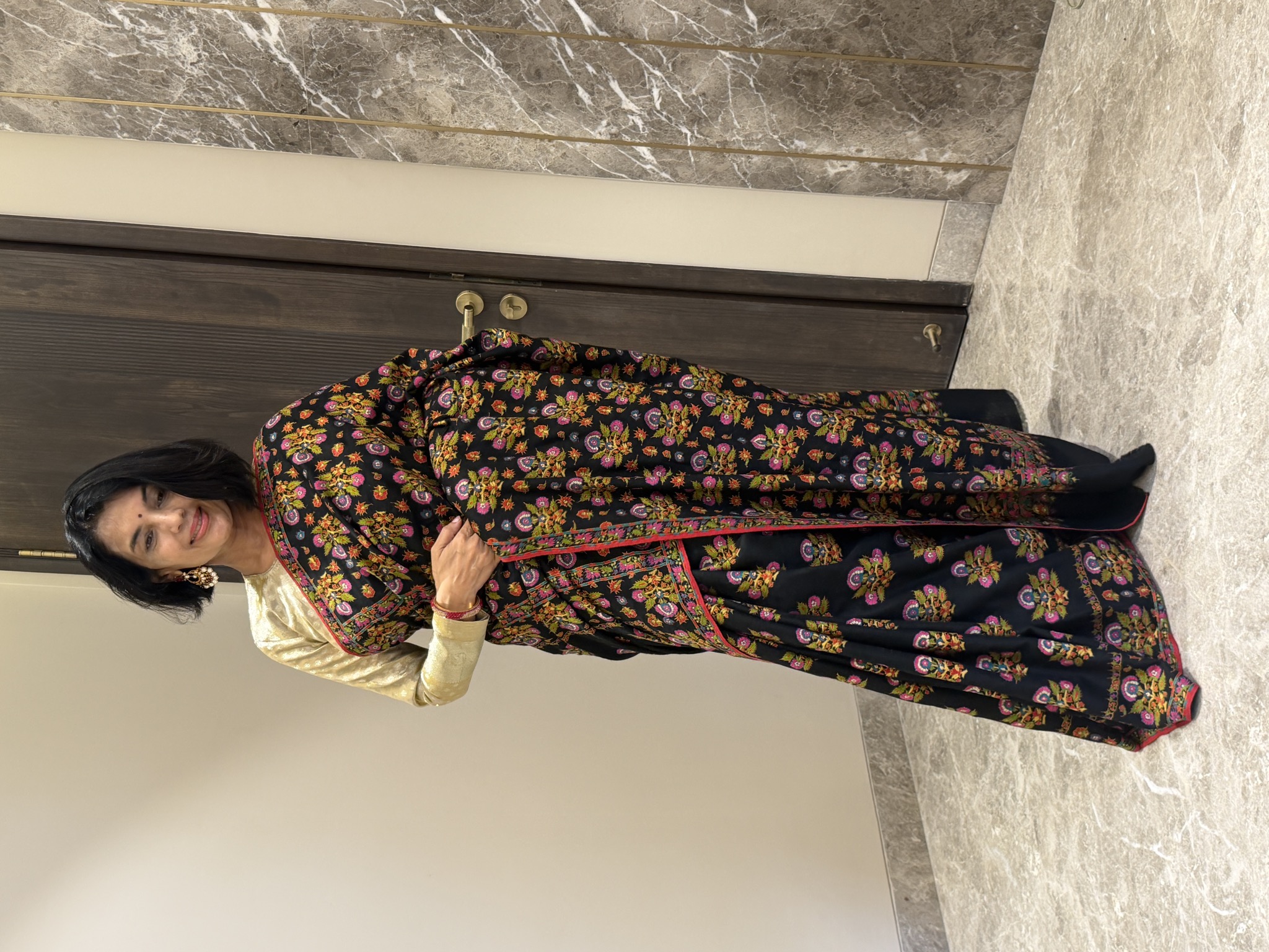 Black Pure Pashmina Hand Embroidered Sozni Saree — Embroidered, Pashmina, Kashmir, view 6