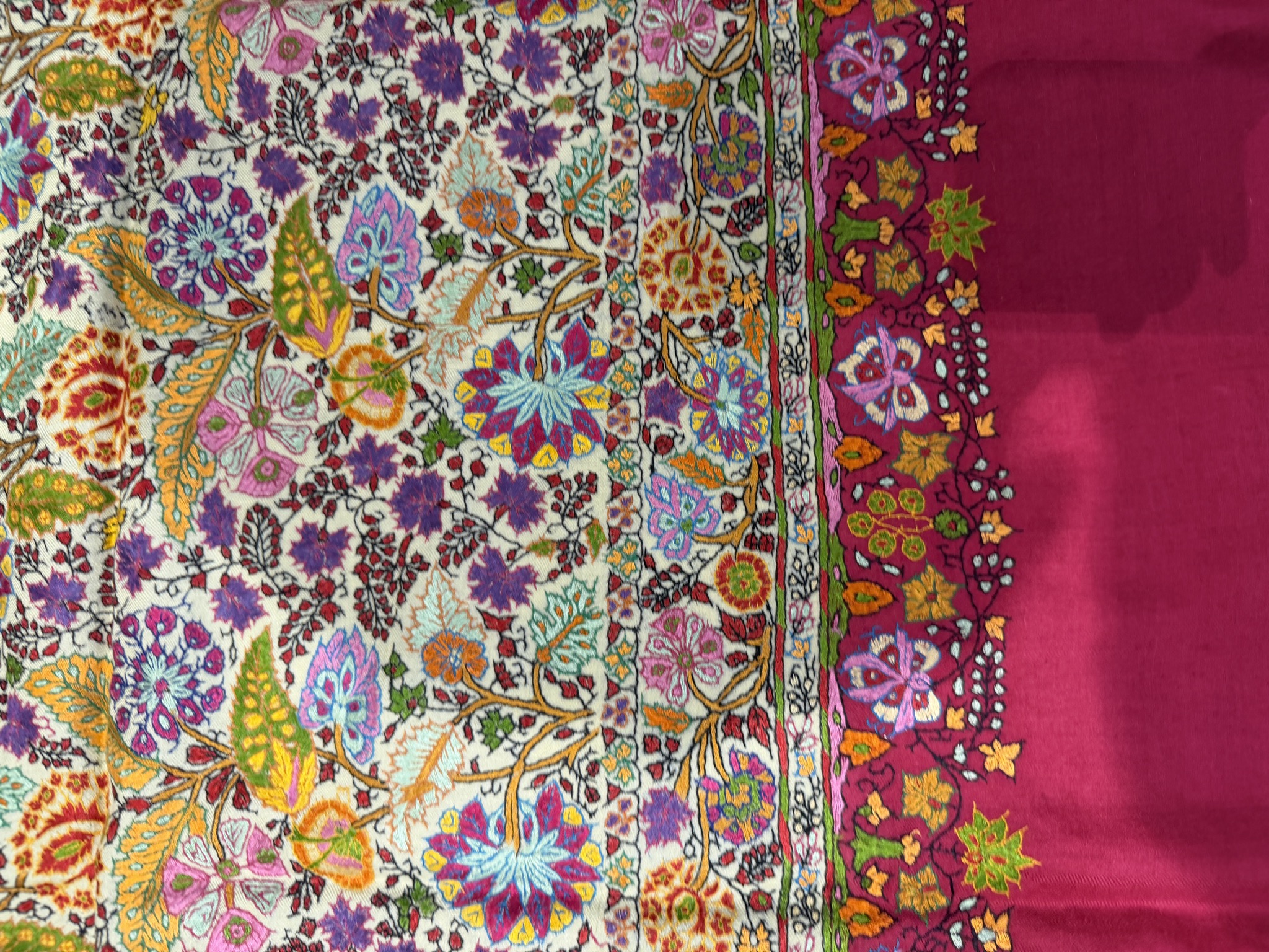 Ladies Pure Pashmina Hand Embroidered Sozni Needlework Shawl — Hand Woven, Pure Pashmina, Kashmir, view 5
