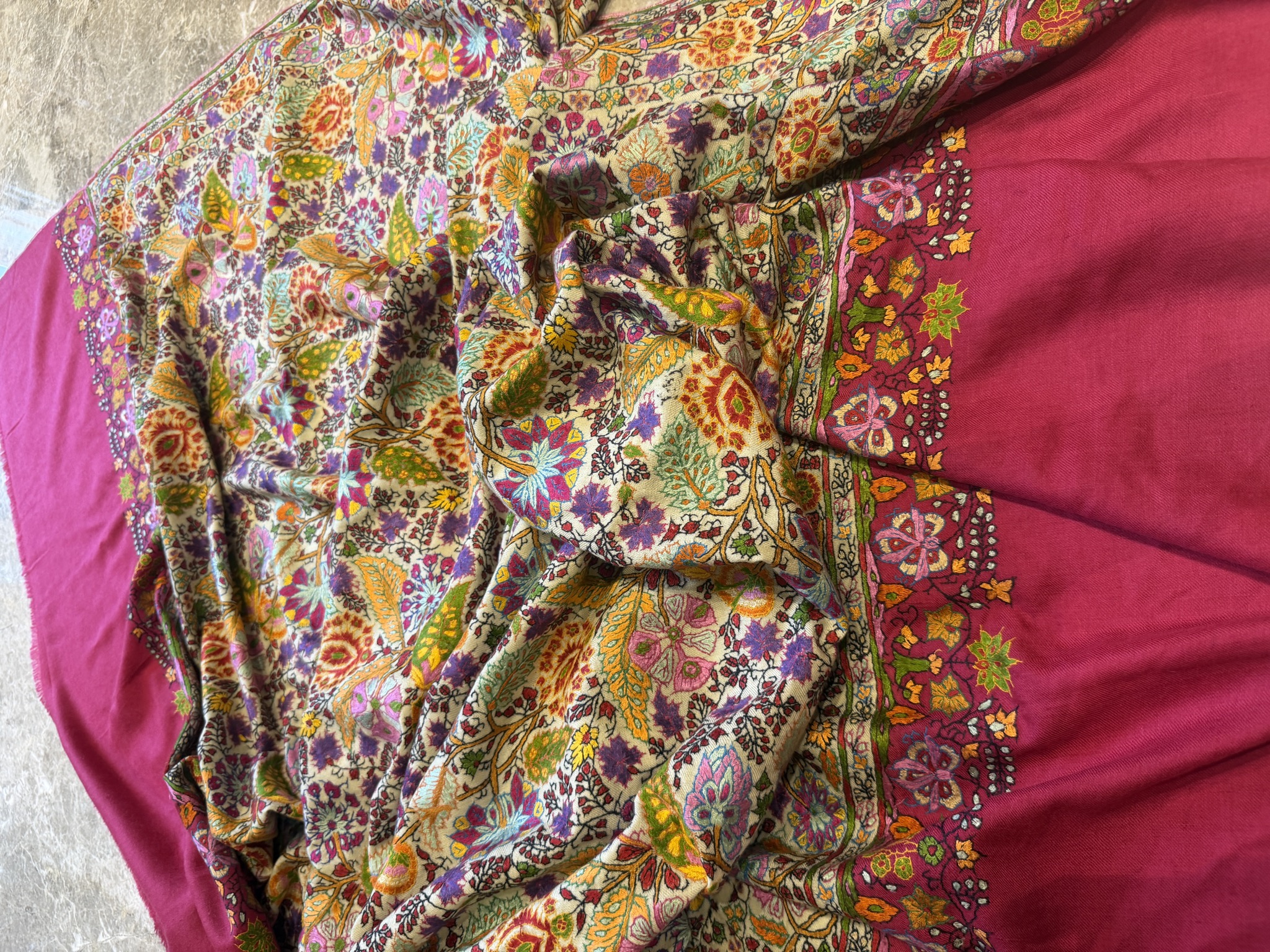 Ladies Pure Pashmina Hand Embroidered Sozni Needlework Shawl — Hand Woven, Pure Pashmina, Kashmir, view 7