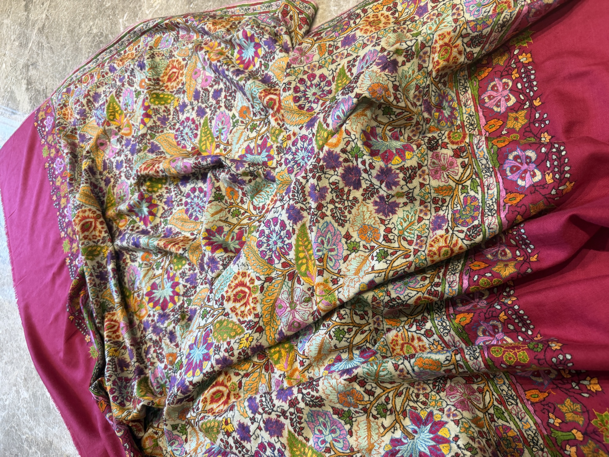 Ladies Pure Pashmina Hand Embroidered Sozni Needlework Shawl — Hand Woven, Pure Pashmina, Kashmir, view 11