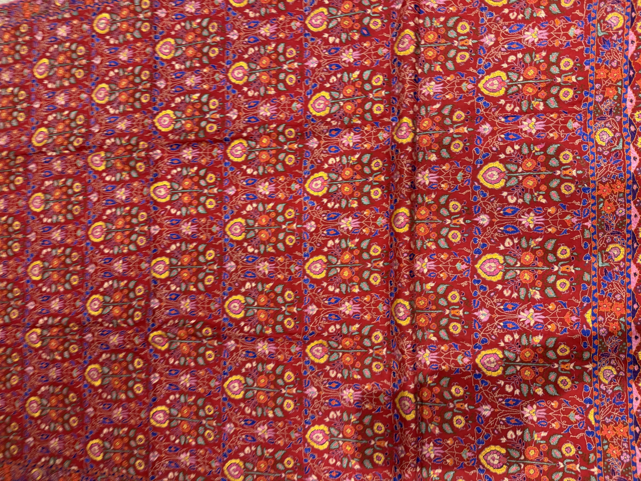 Pure Pashmina Hand Embroidered Sozni Shawl in Crimson — Pashmina, Kashmir, view 6