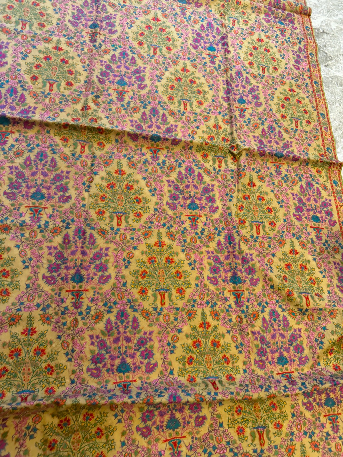 Ladies Pure Pashmina Hand Embroidered Sozni Needlework Shawl in Mustard — Hand Woven, Pure Pashmina, Kashmir, view 18