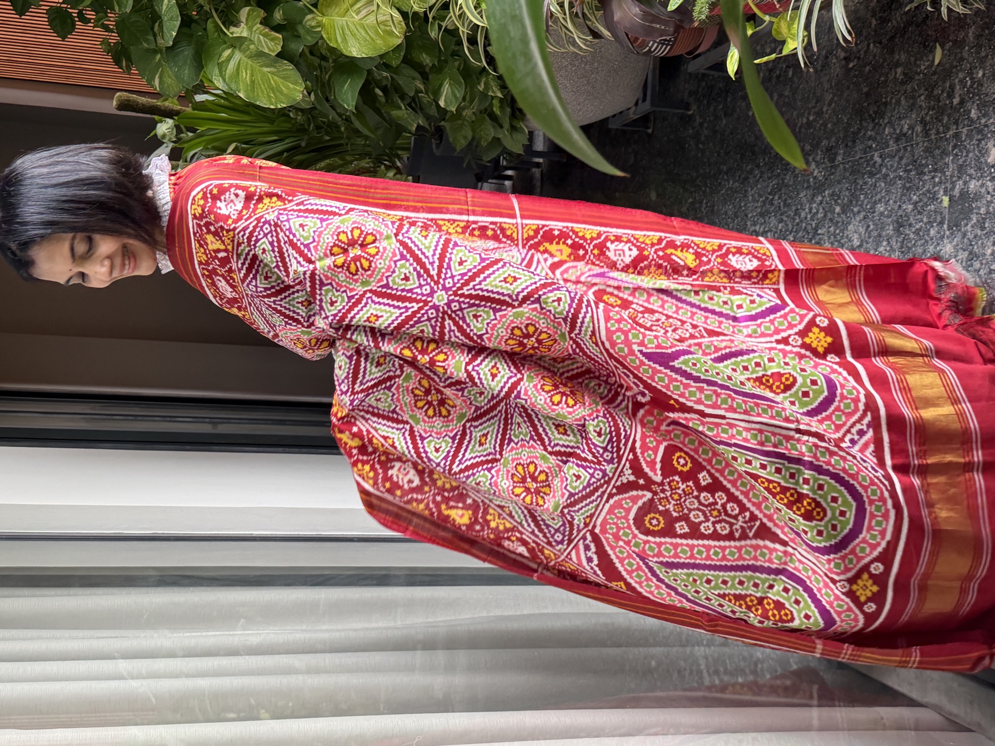 Double Ikat Patan Patola Silk Saree in Crimson Red — Patan Patola, Pure Silk, Patan, Gujarat, view 2