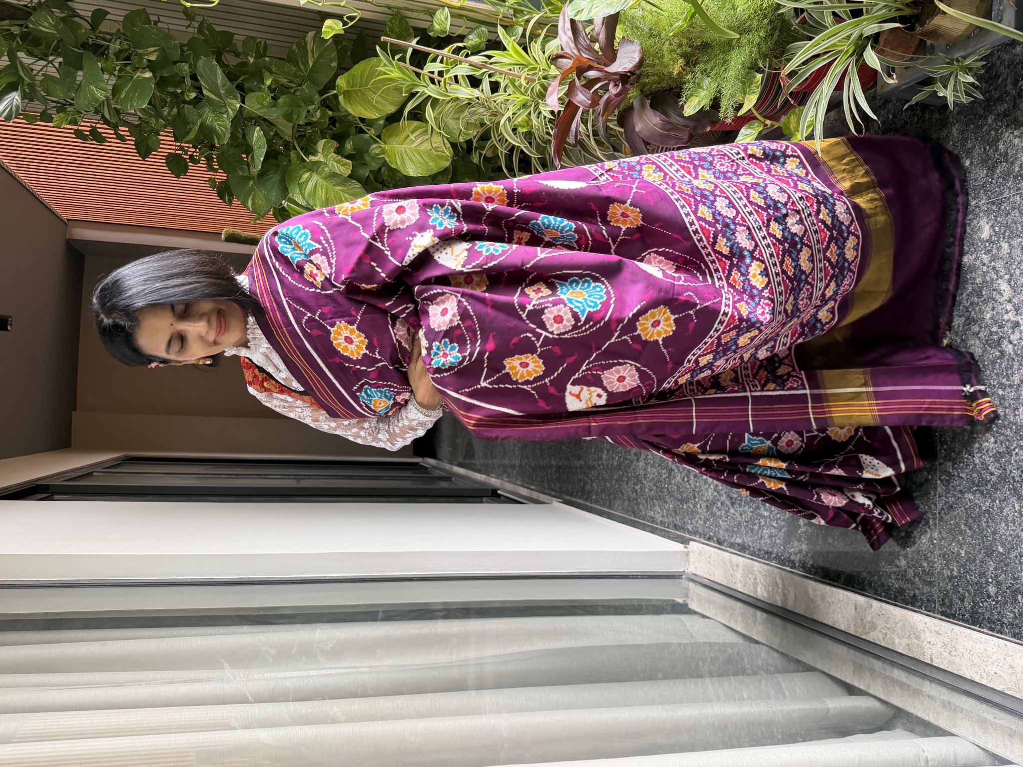 Double Ikat Patan Patola Silk Saree in Deep Purple — Patan Patola, Pure Silk, Patan, Gujarat