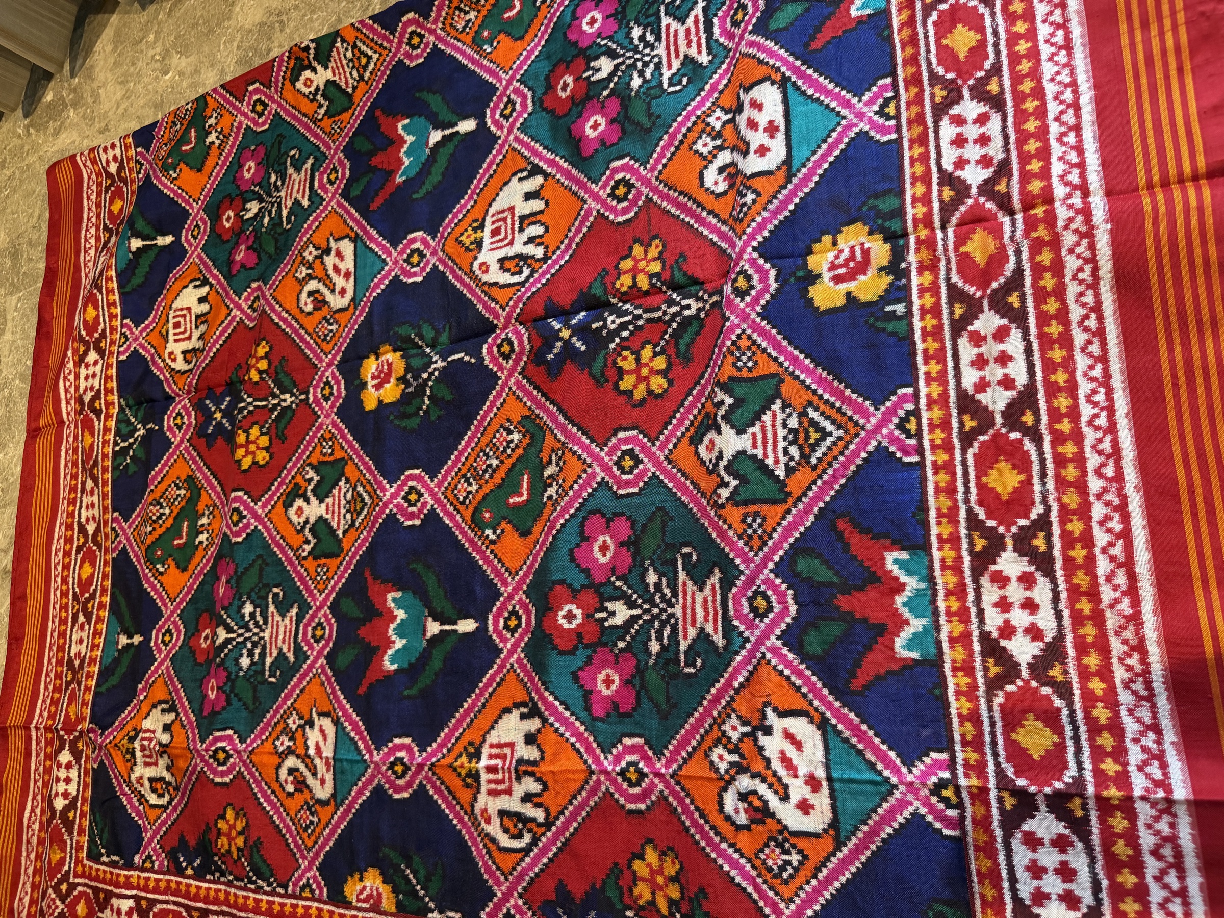 Double Ikat Rangkaat Patan Patola Silk Saree — Patan Patola, Pure Silk, Patan, Gujarat, view 12